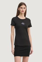 t-shirt crop top GRADIENT MONOLOGO FEMME NOIR