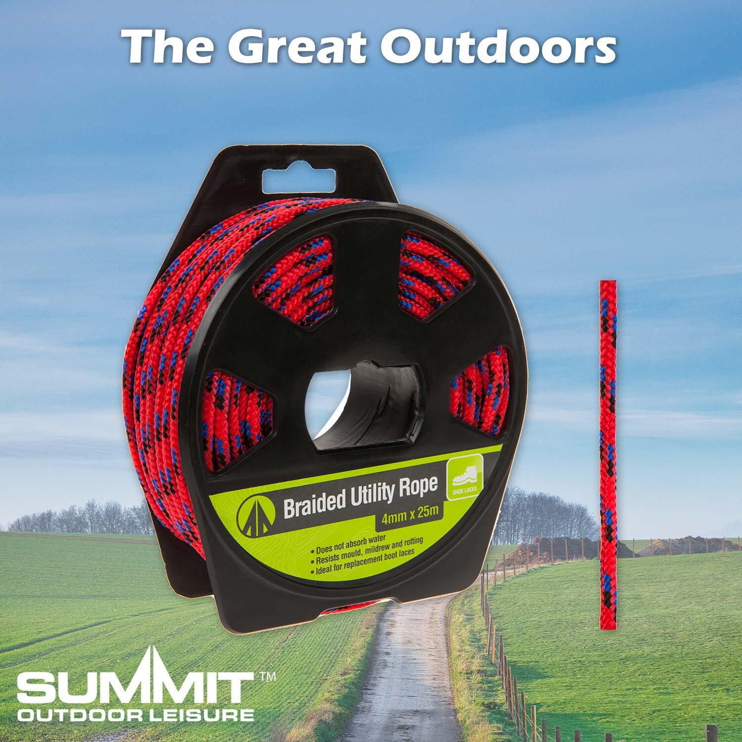 25M Utility Rope With Casing Waterproof Mould Resistant 4mm x 25m Red X 1 7/7
