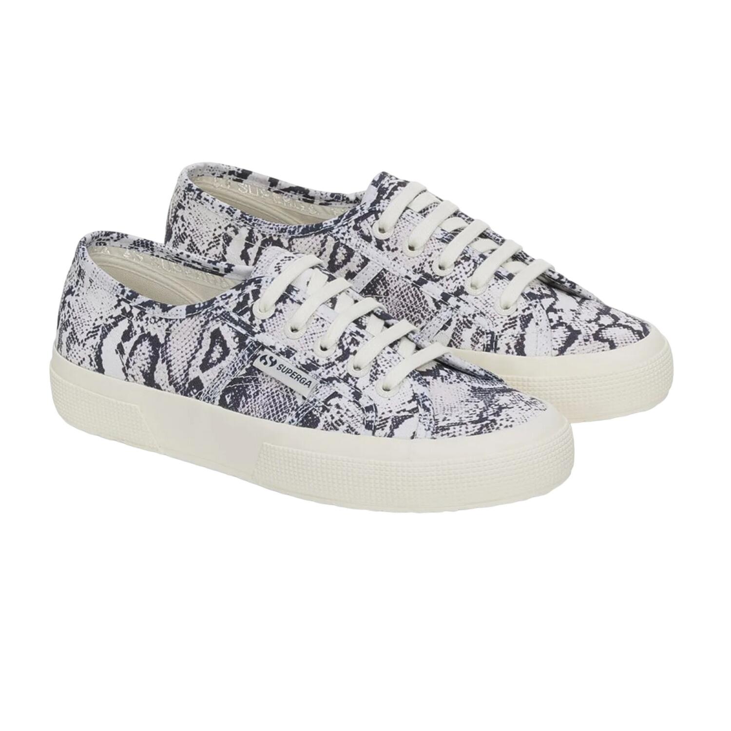 Womens/Ladies 2750 Snakeskin Trainers (White/Avorio/Navy) 1/4