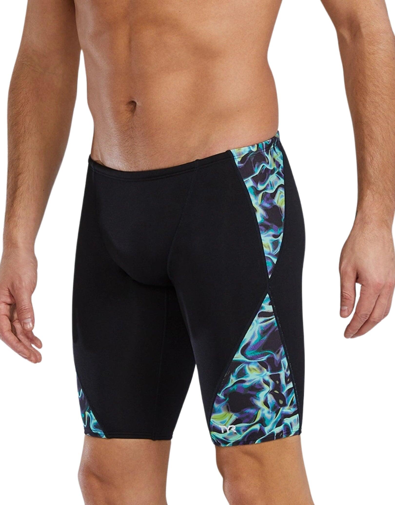 TYR Energia Durafast Elite Blade Splice Swim Jammer - Black/Green 4/5