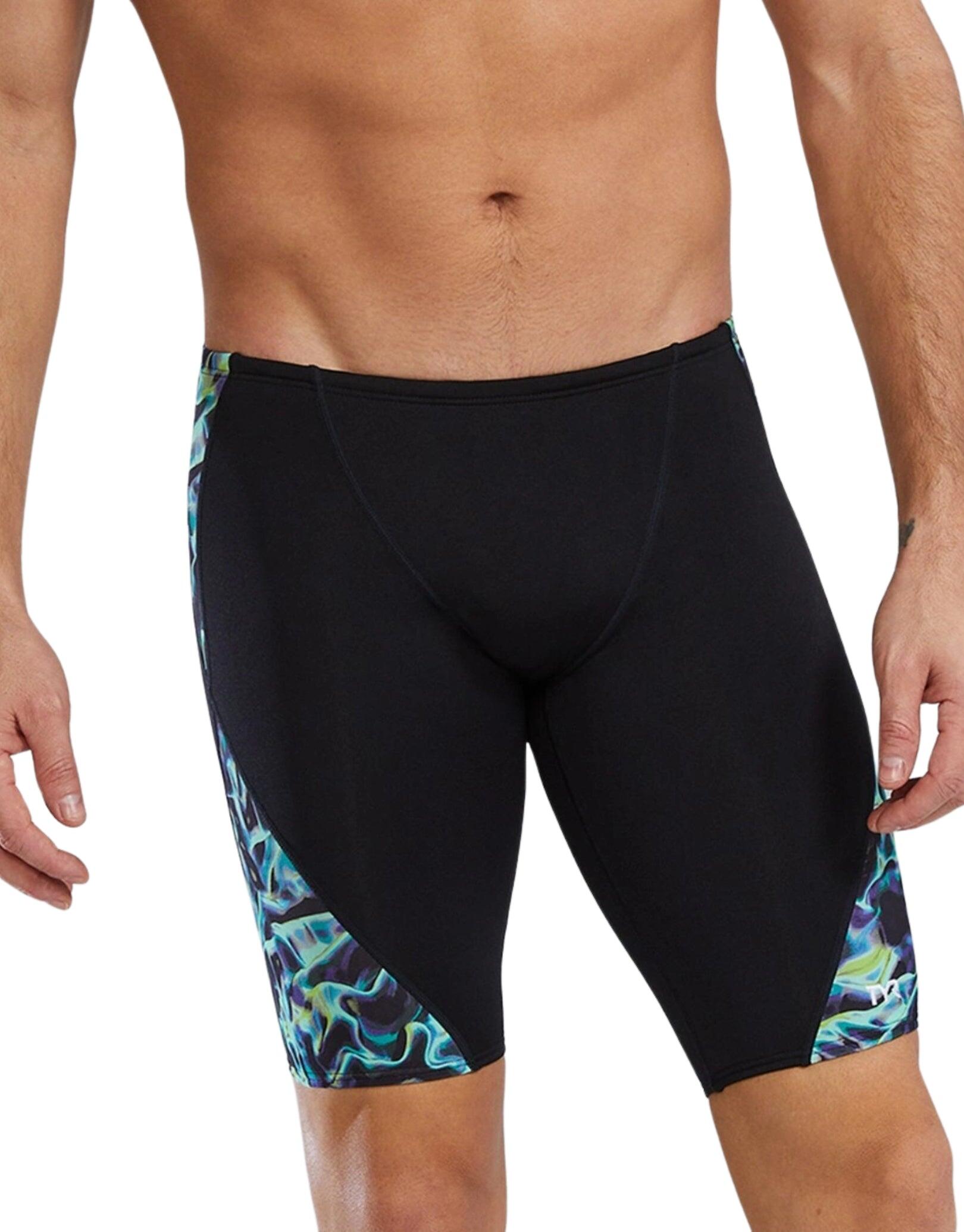 TYR Energia Durafast Elite Blade Splice Swim Jammer - Black/Green 1/5