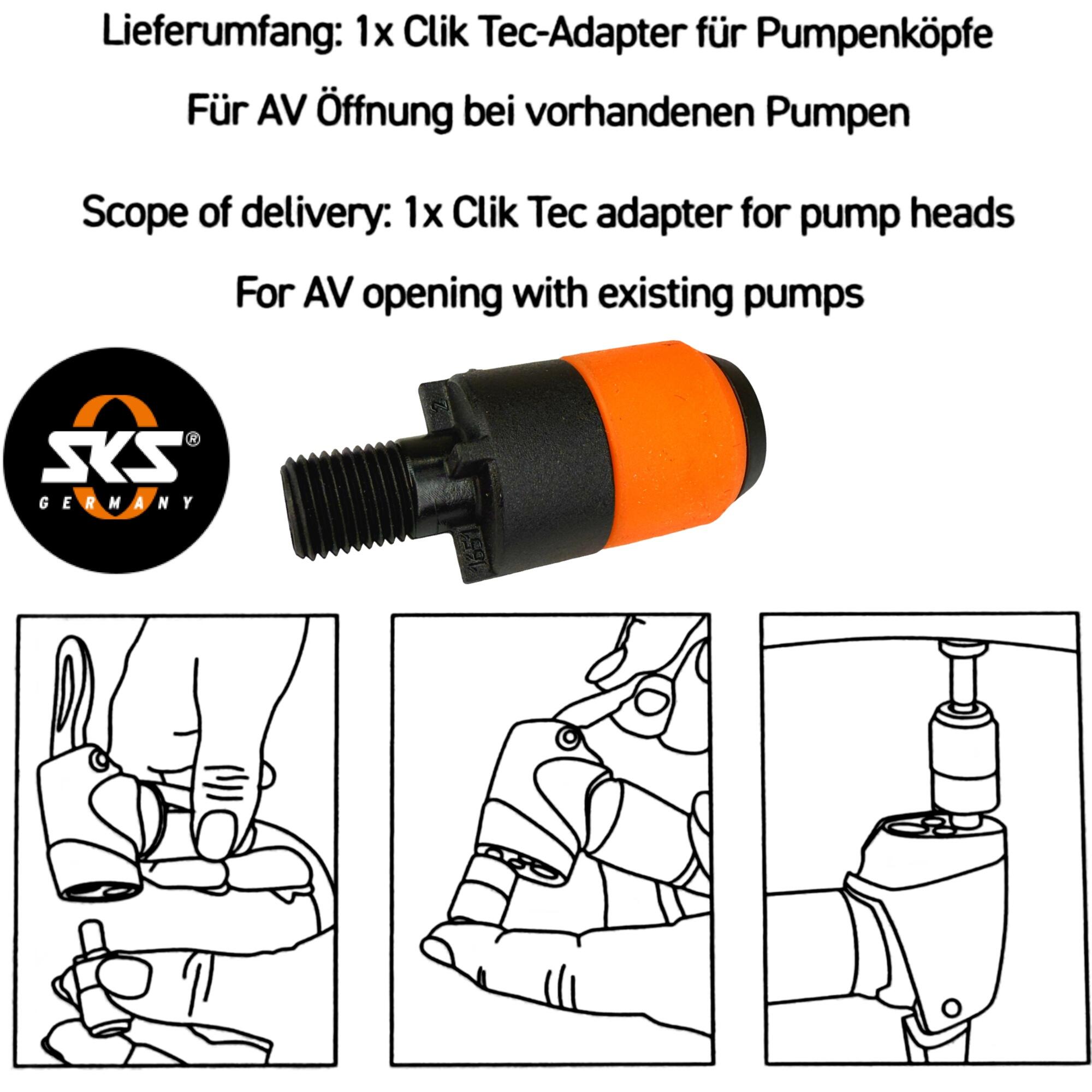 SKS Fahrrad Schlauch Clik Valve Klick Ventil SCV System Pumpen Adapter AV 2/4
