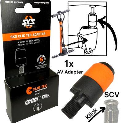 SKS Fahrrad Schlauch Clik Valve Klick Ventil SCV System Pumpen Adapter AV
