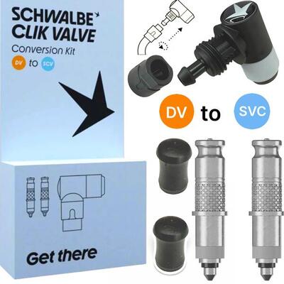 Schwalbe Fahrrad Clik Valve SCV System (DV) Dunlop Set (2St)+ Pumpenkopf