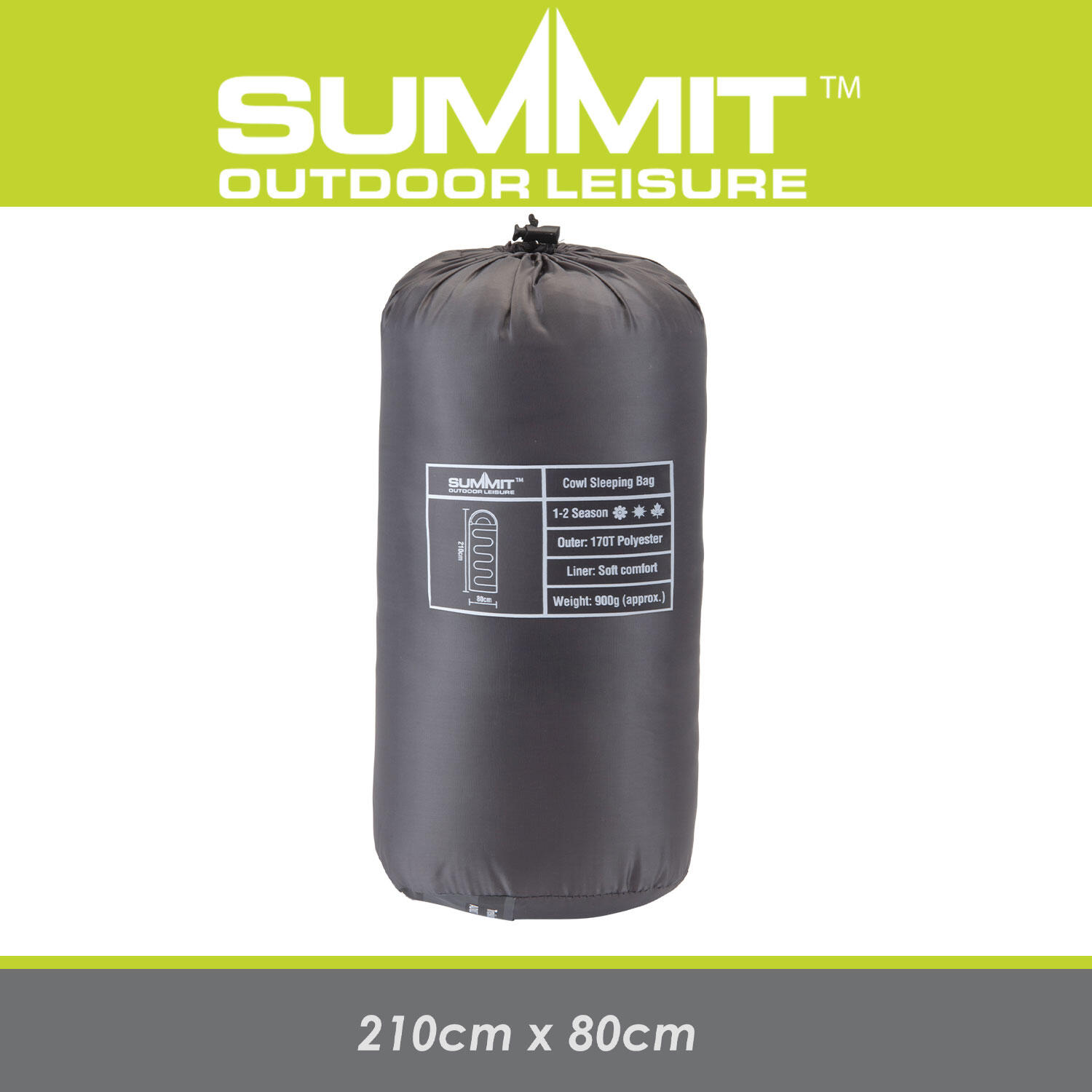 Cowl Sleeping Bag - Single Stylish, Warm, Easy To Pack Camp Bag Grey ...