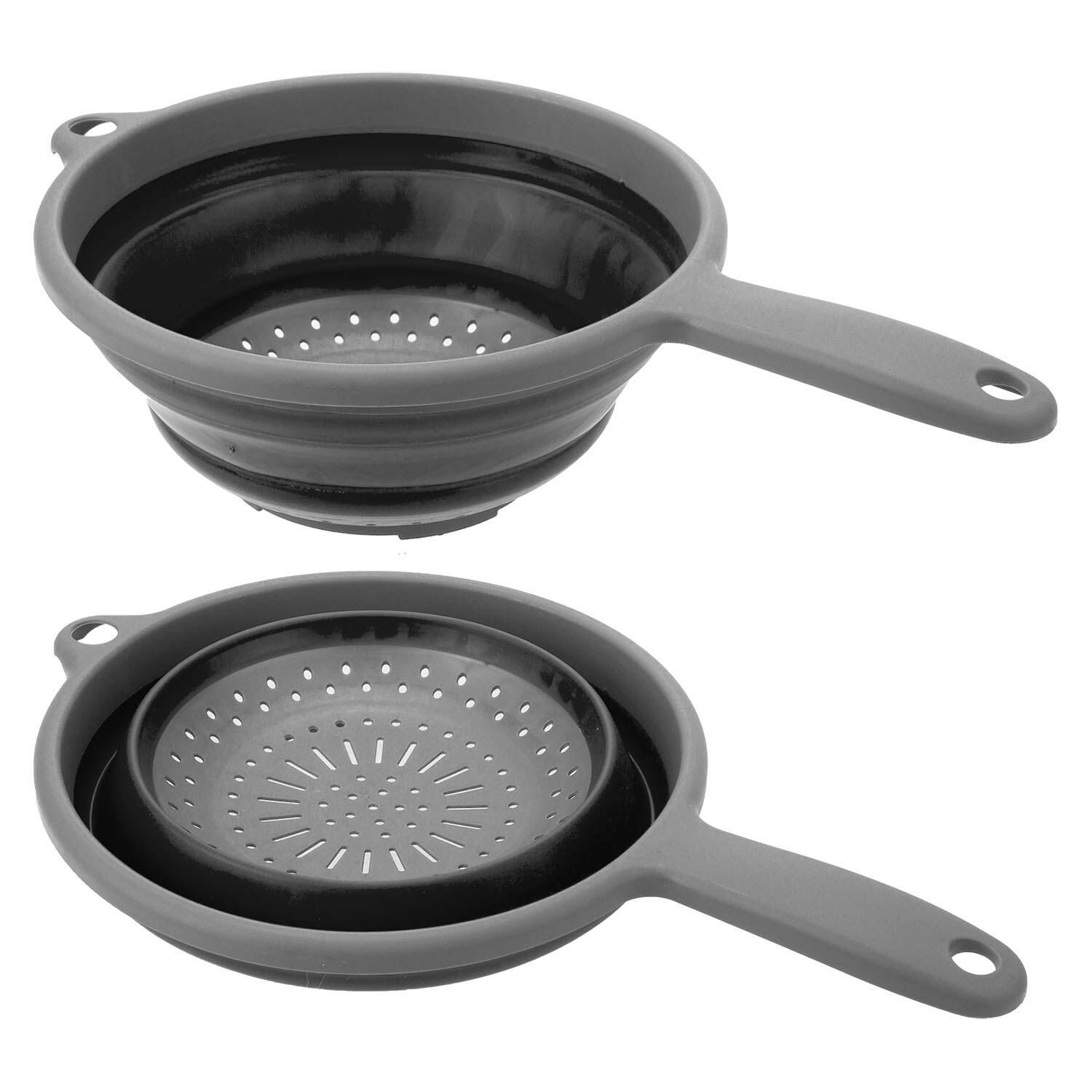 SUMMIT Collapsible Colander Pop Up Collapse Easy Storage 23cm x 36.5cm Grey X 1