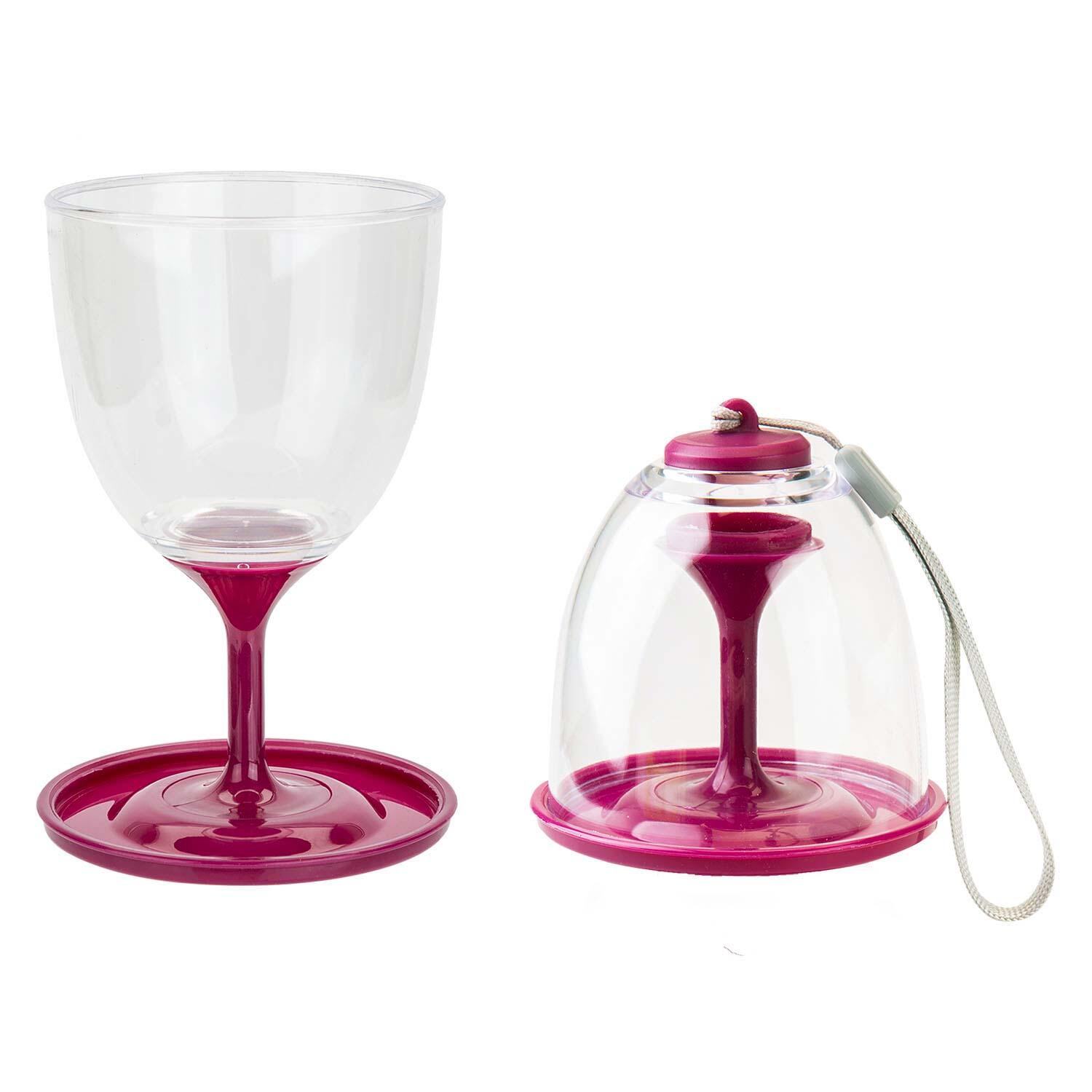 SUMMIT Collapsible Wine Glasses Pack Away 9cm x 16cm- 10oz / 285ml Berry X 1 Pack of 2