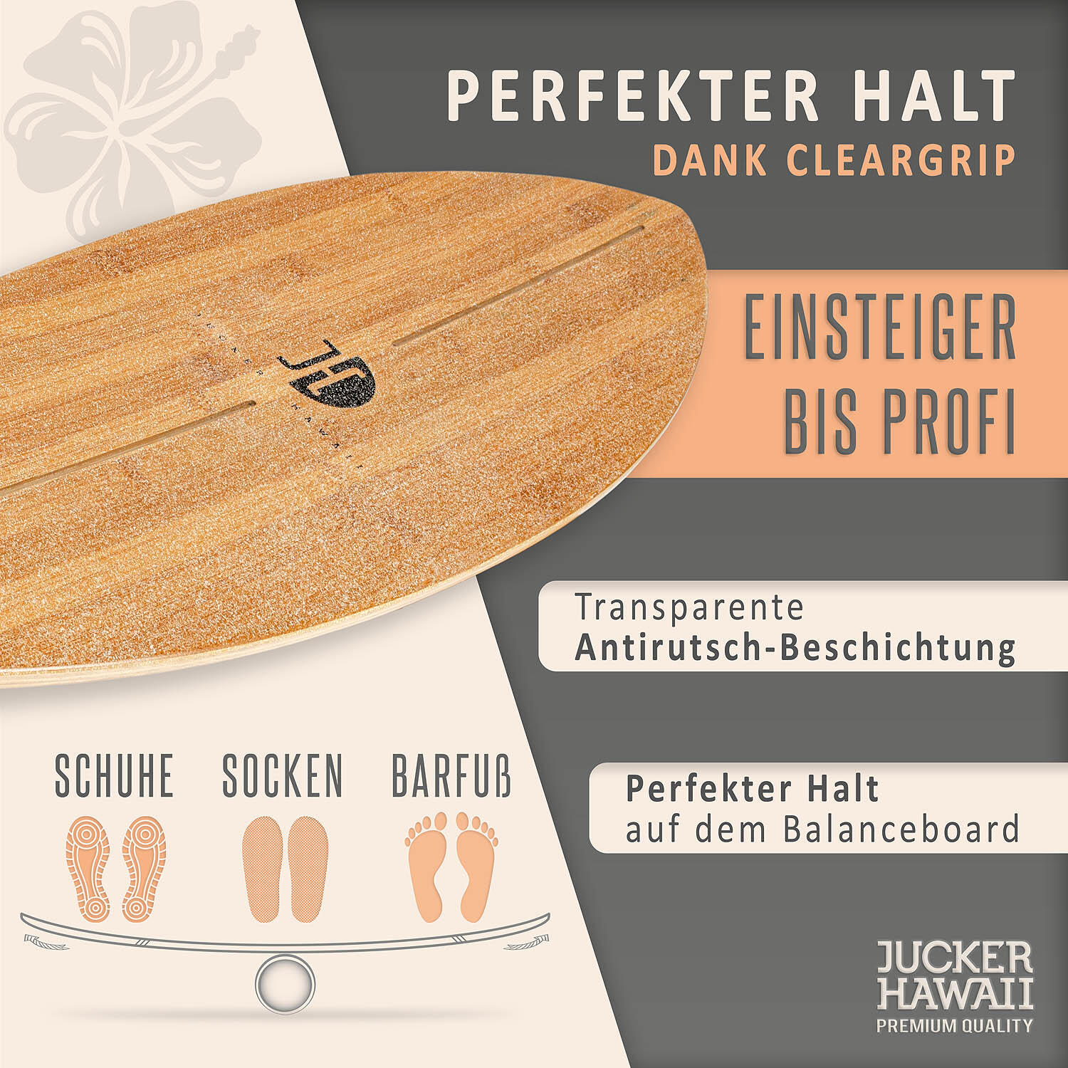 Balanceboard OCEAN ROCKER Bamboo | inkl. Korkrolle und Korkmatte 3/7