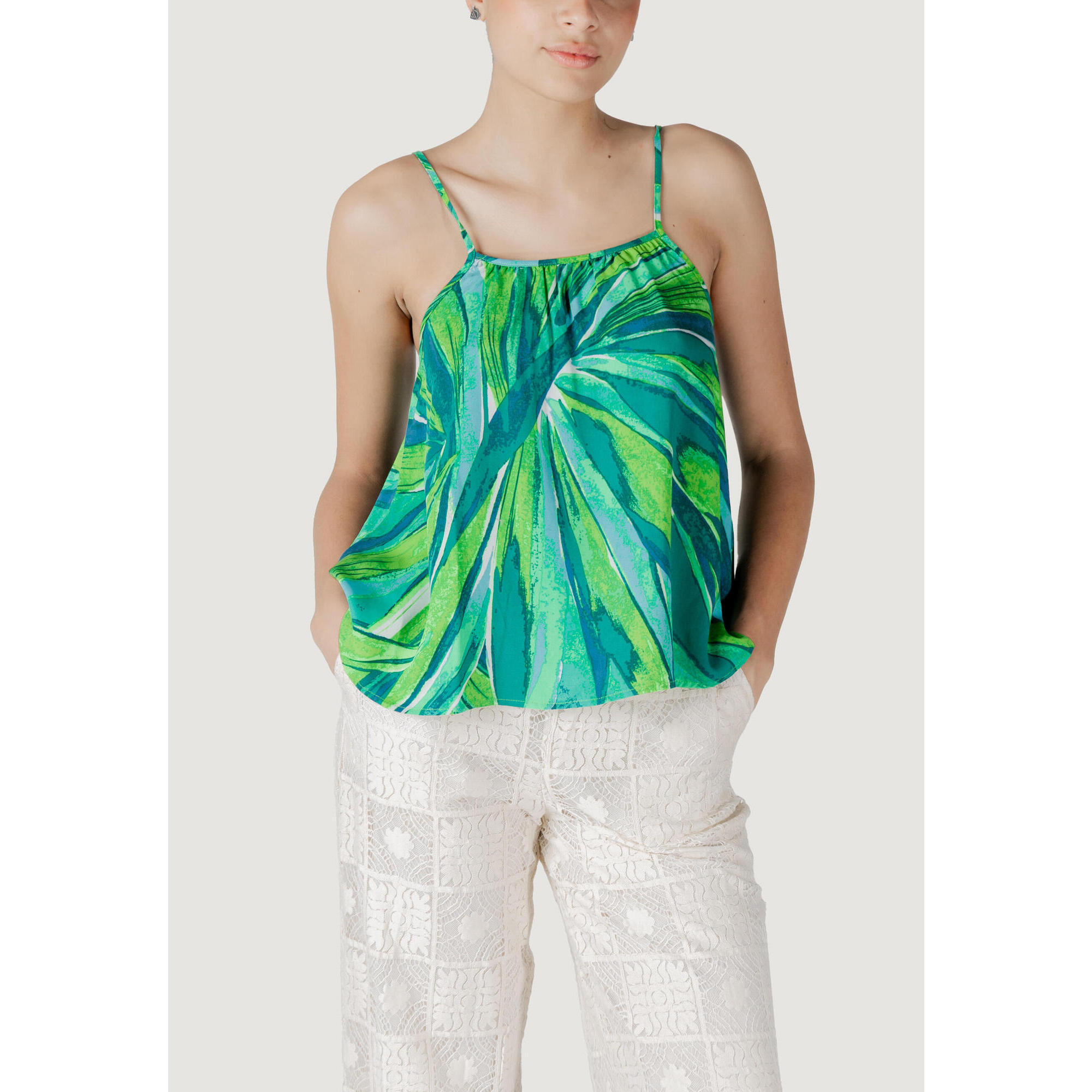 Only - Débardeur Onlalma Life Vis Ella Singlet Aop Femme Vert - Débardeur - Vert - Decathlon