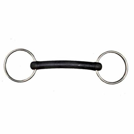 Mors 2 anneaux pour cheval en inox avec caoutchouc rigide Tattini