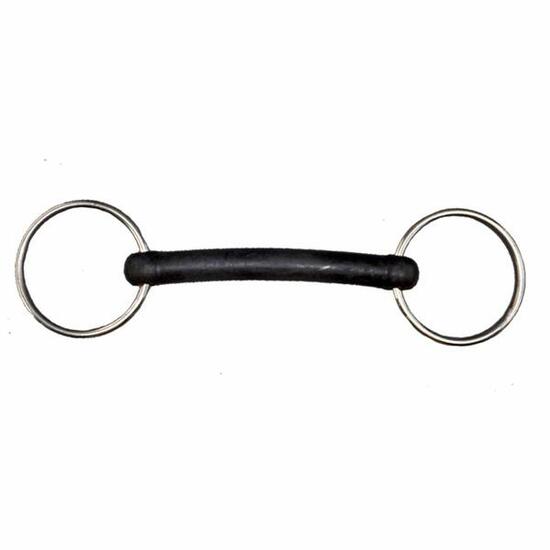 Mors 2 anneaux pour cheval en inox avec caoutchouc rigide Tattini