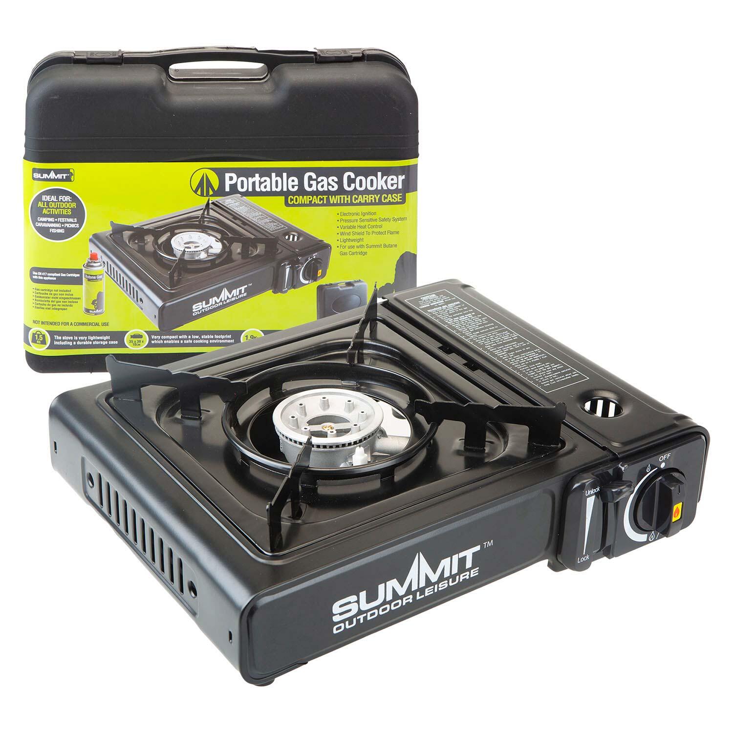 SUMMIT Portable Gas Stove Electronic Ignition Wind Sheild 34cm x 26cm Black X 1