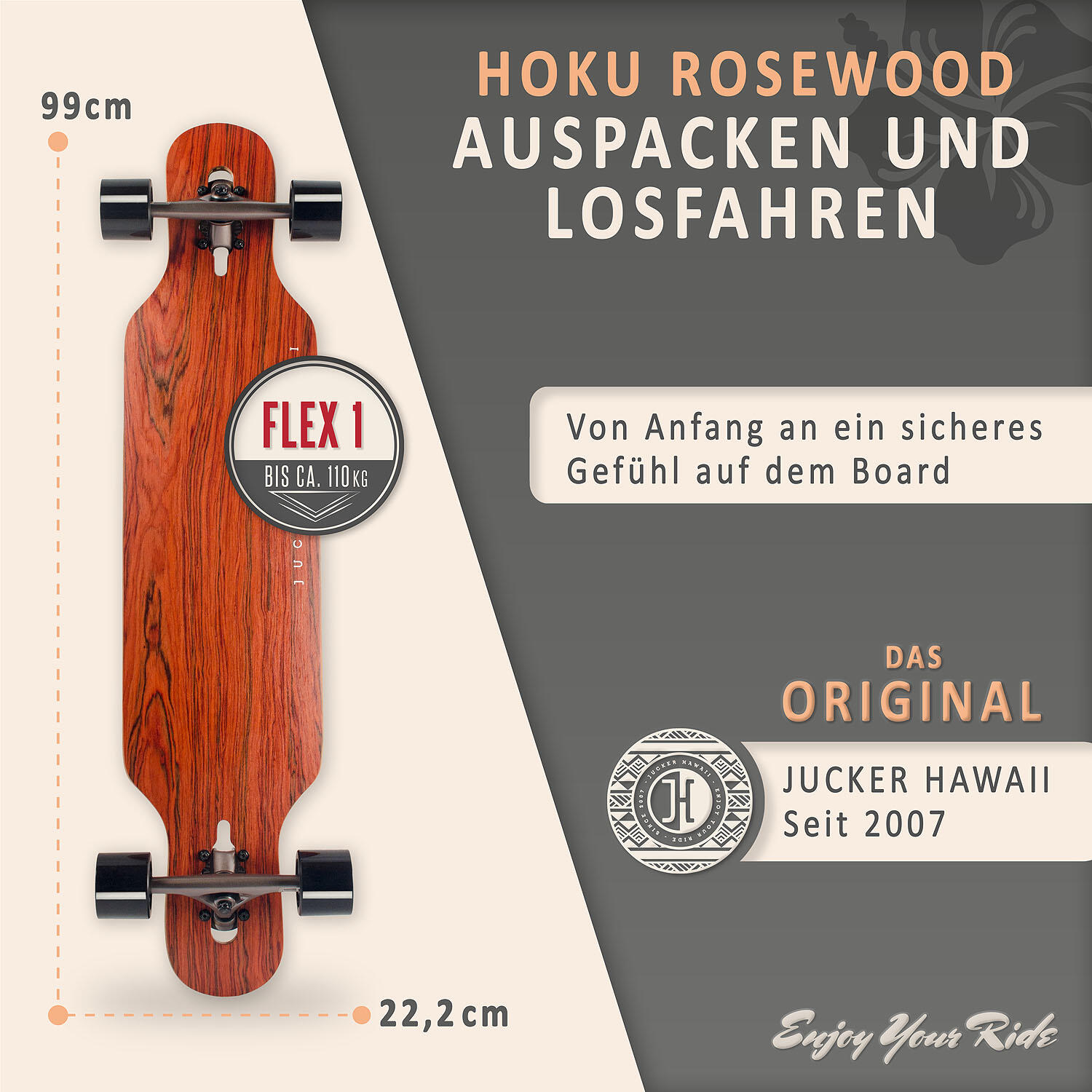 Longboard HOKU ROSEWOOD | Precision ONE Achsen 2/7