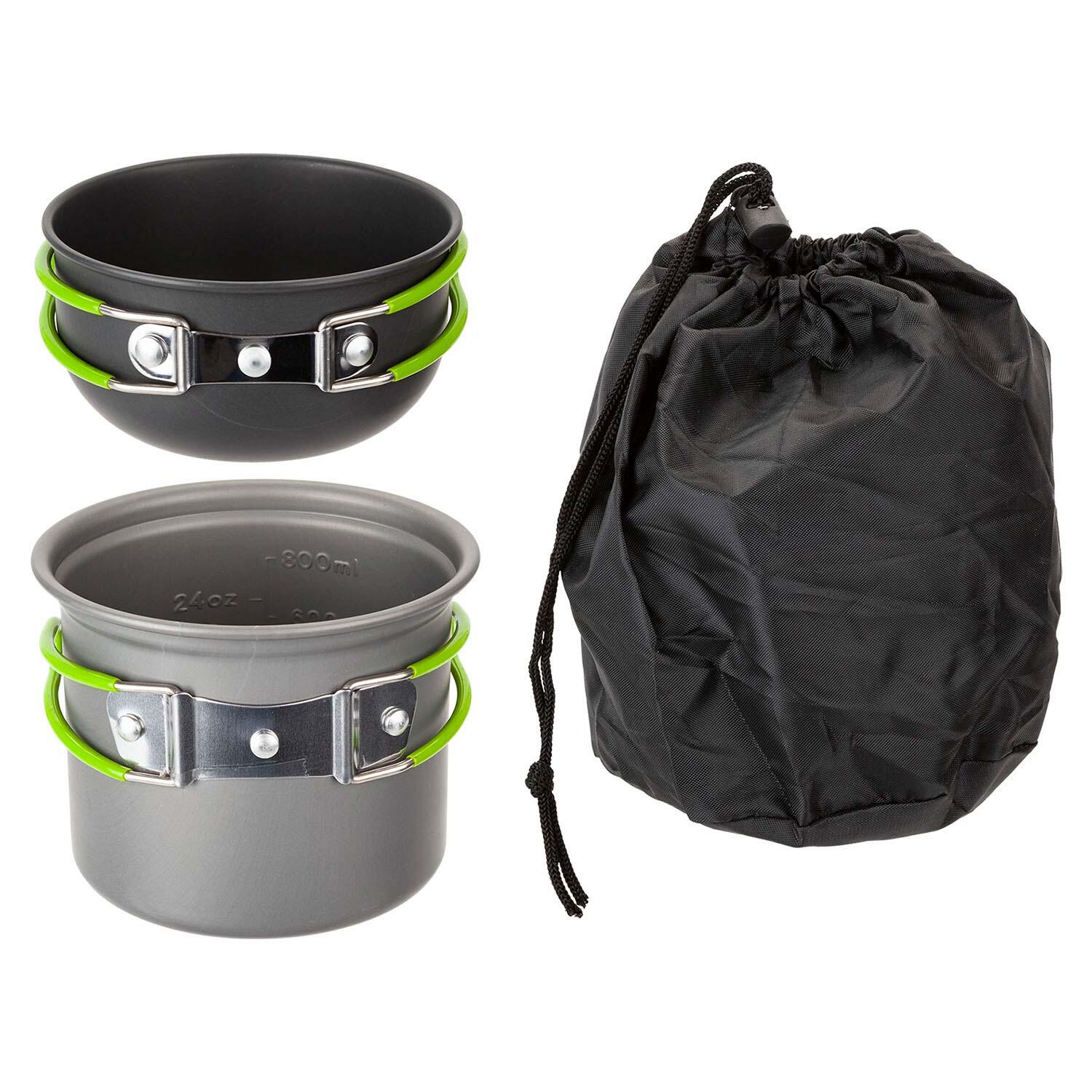 SUMMIT Cooking Set Carry Pouch Lightweight Fold Away Handles 24cm x 44cm Silver X 2