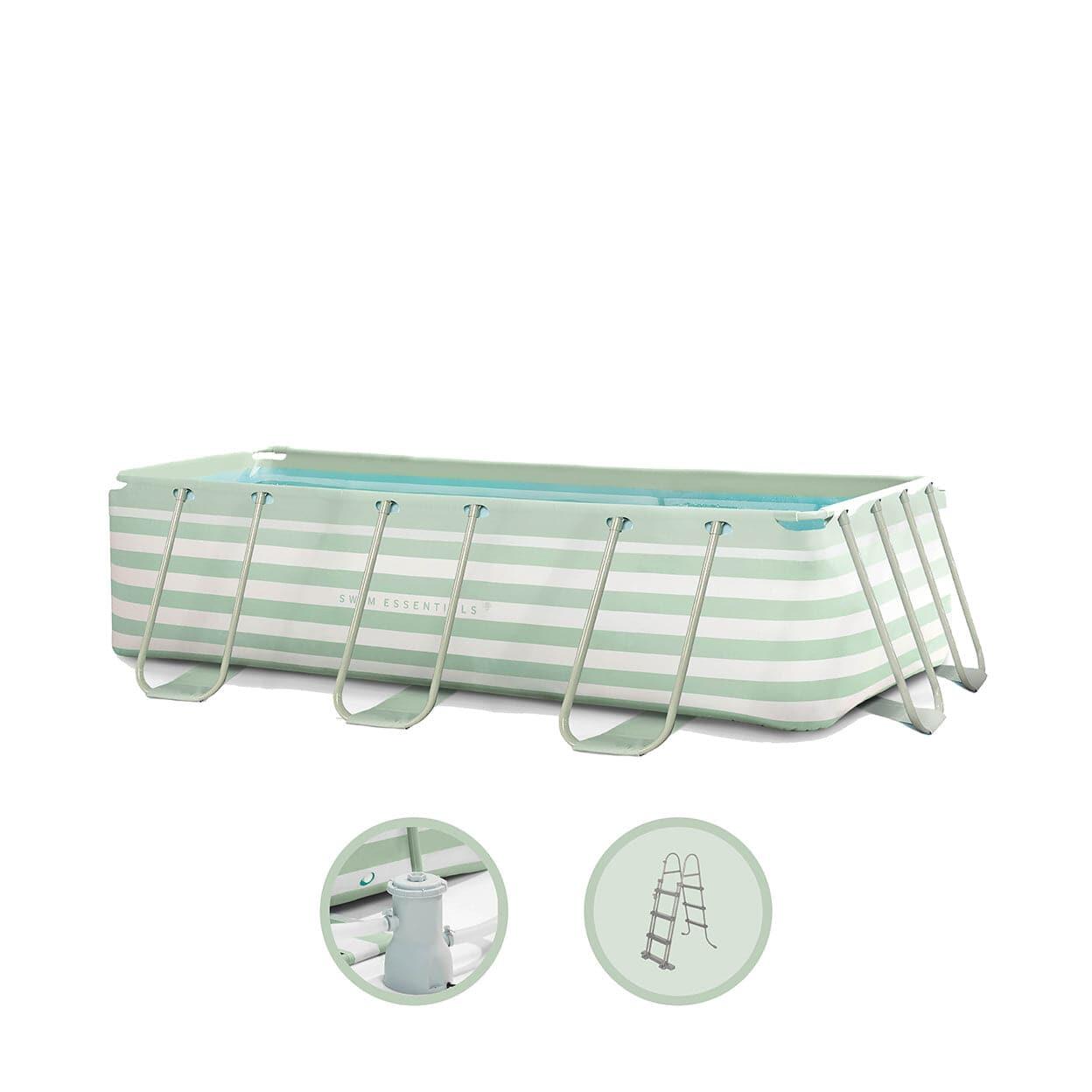 SWIM ESSENTIALS Swim Essentials | Verde/bianco Gestreept piscina fuori terra 400x200x100 cm incl