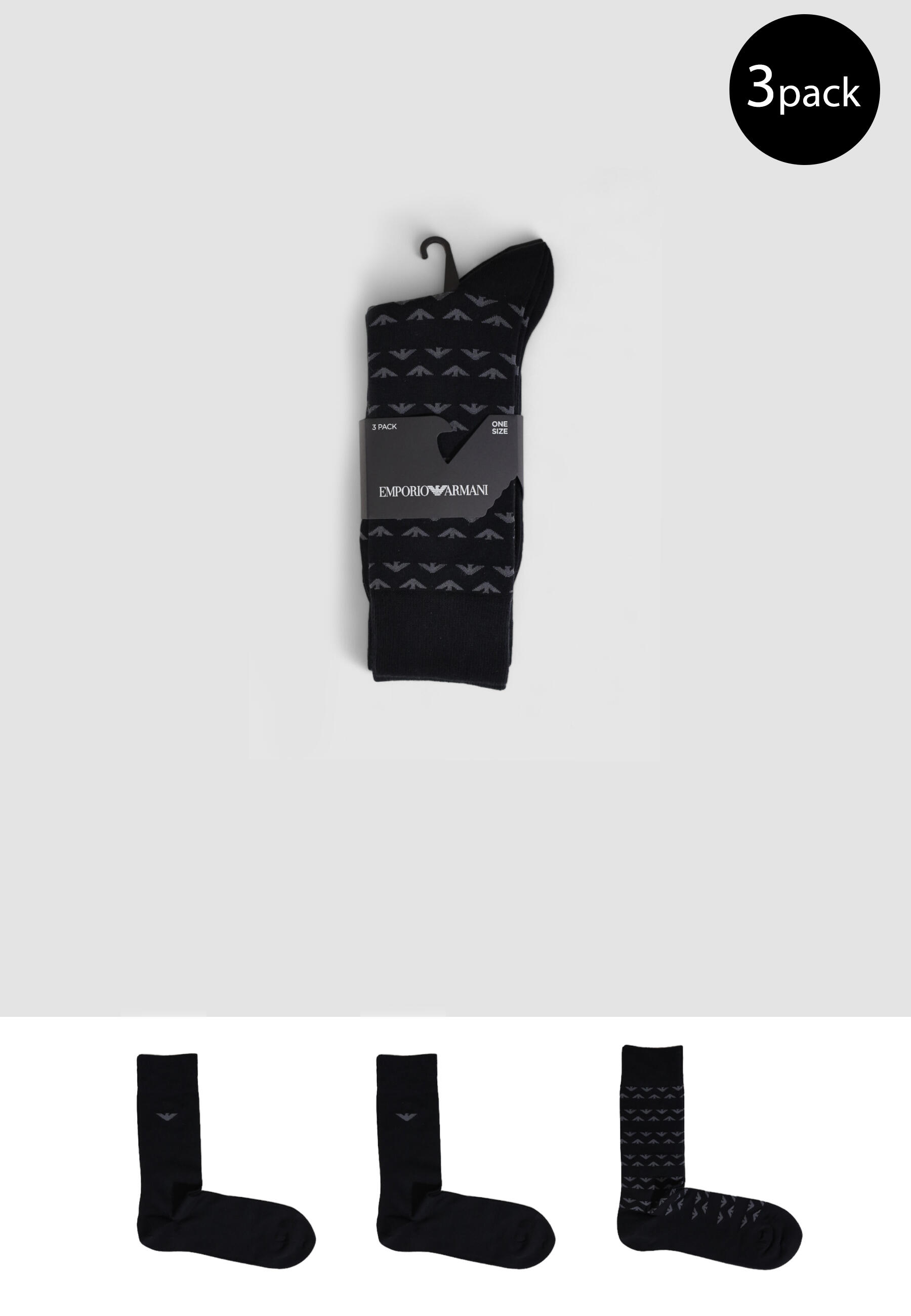EMPORIO ARMANI CONNECTED Calzini Uomo 3 PACK Nero