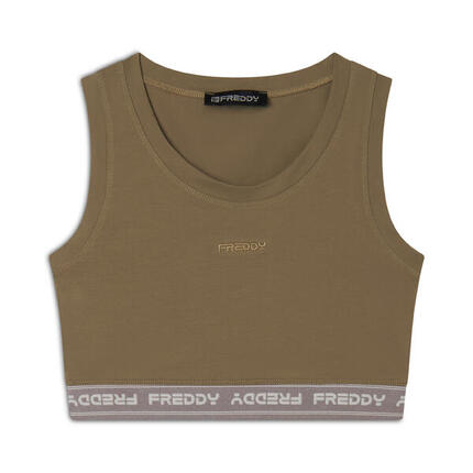 Top de sport en jersey élastique épais avec bande élastique griffée