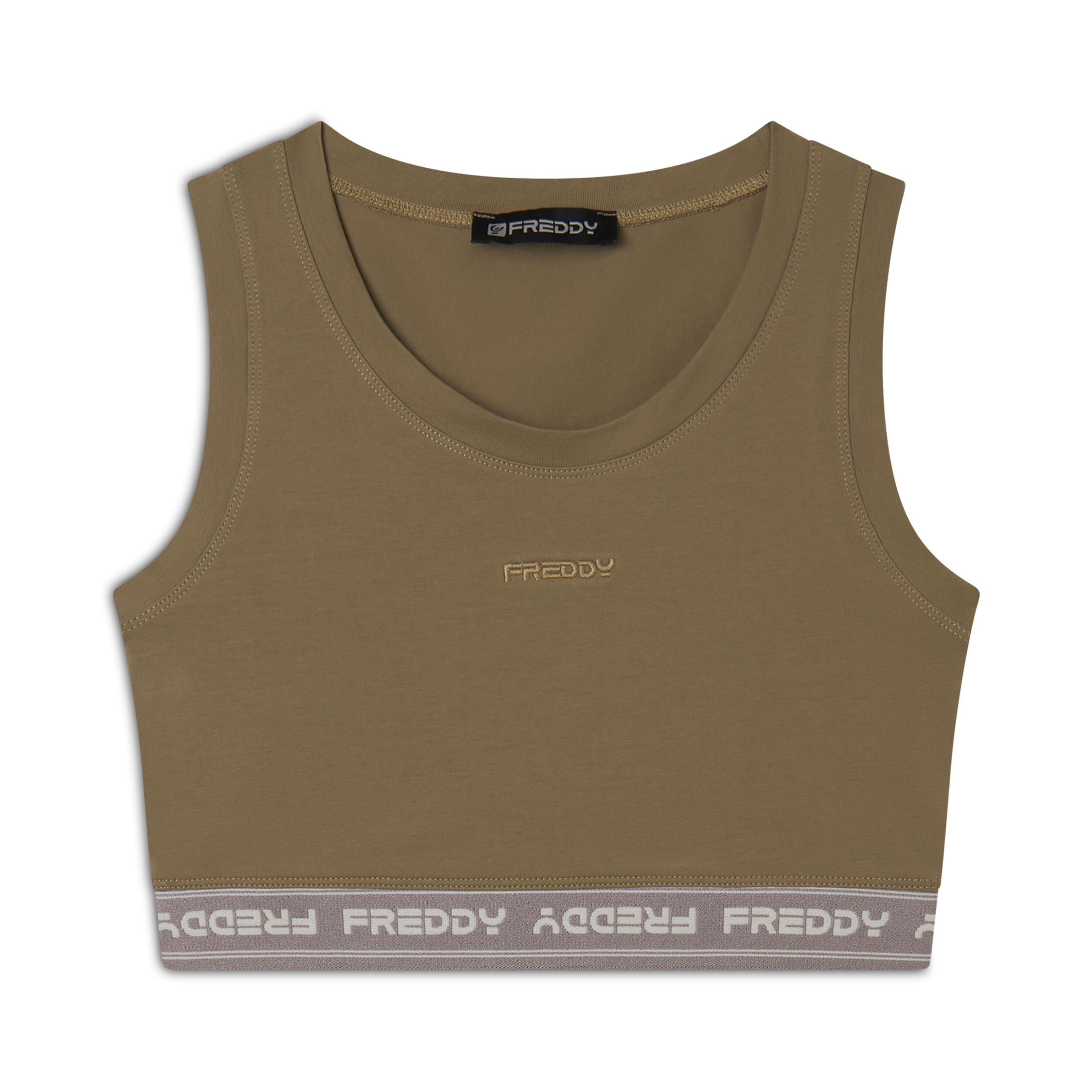 Freddy - Top De Sport En Jersey Élastique Épais Avec Bande Élastique Griffée - Brassière - Vert - 38 S - Decathlon