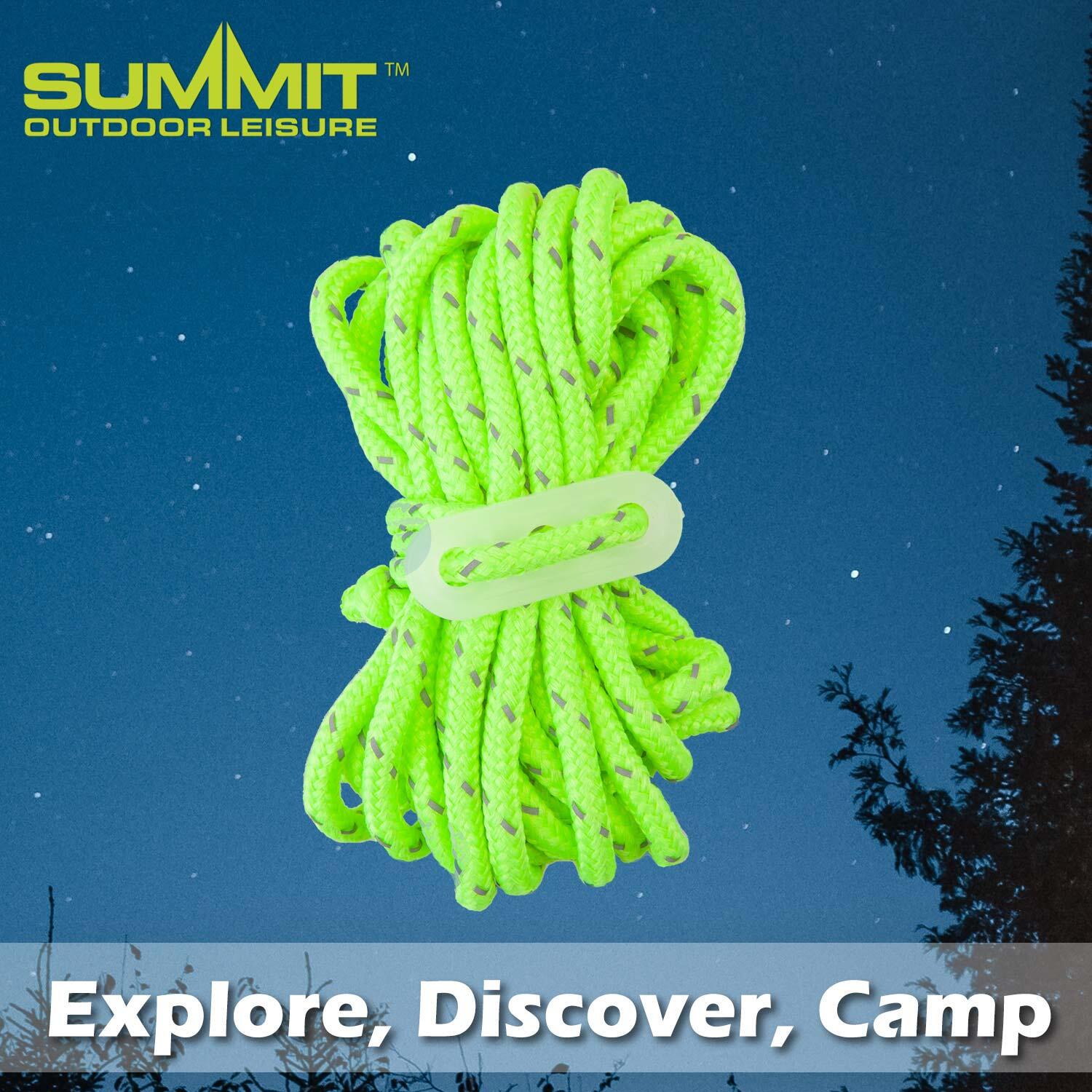 Guy Ropes High Visibility With Tensioners 4 x 3.8 x 0.5cm Green X 1 Pack of 4 3/7