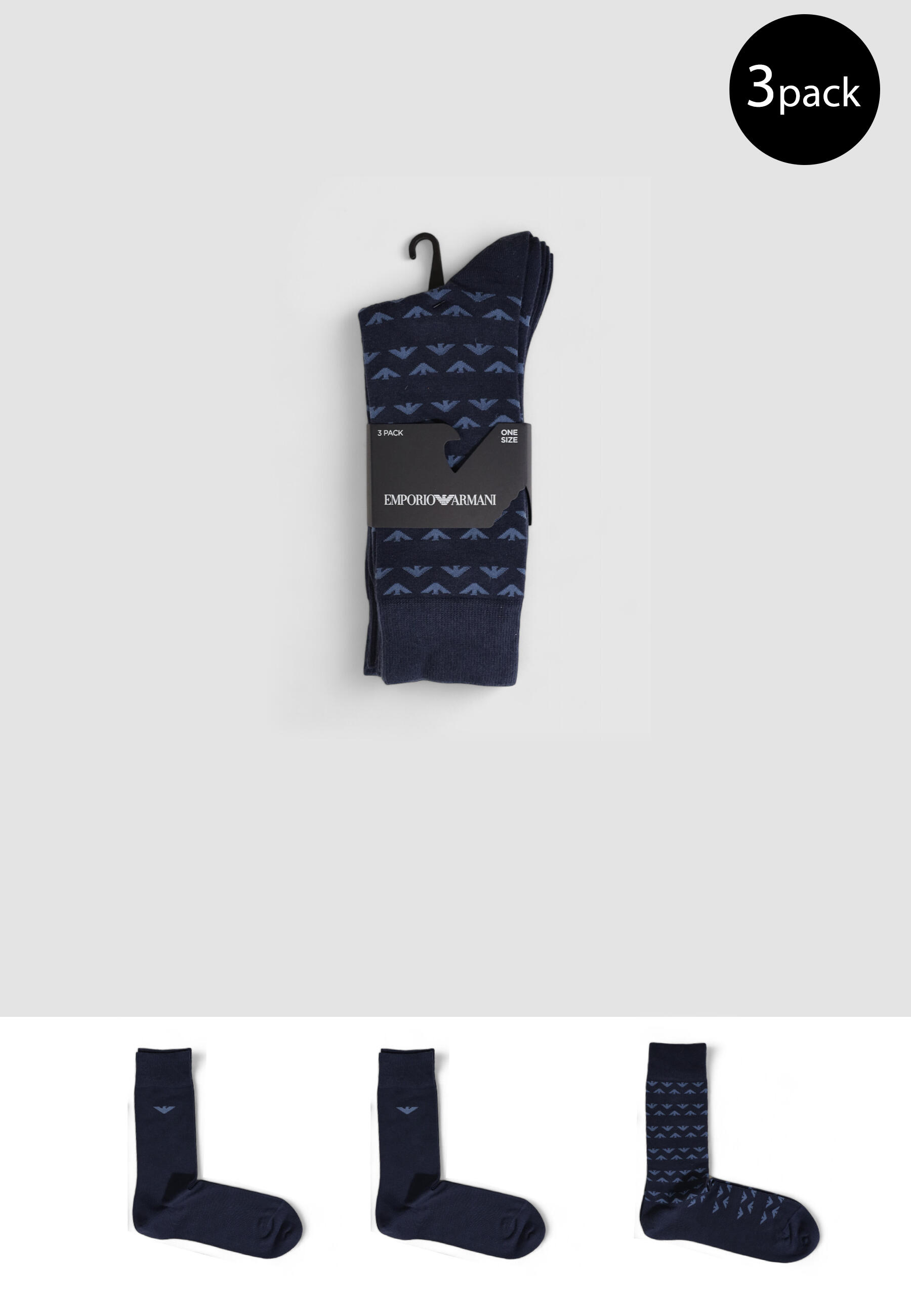 EMPORIO ARMANI CONNECTED Calzini Uomo 3 PACK Blu