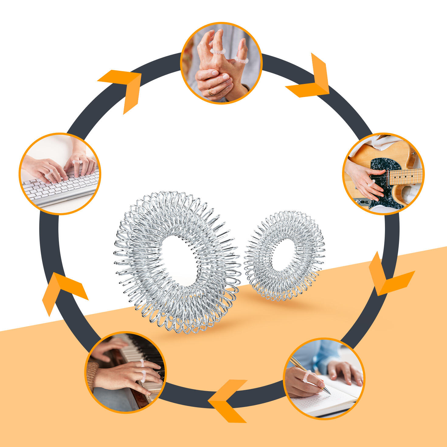 10 Bagues d’Acupression en Acier Inox – Anneaux de Massage Anti-Stress 3/7
