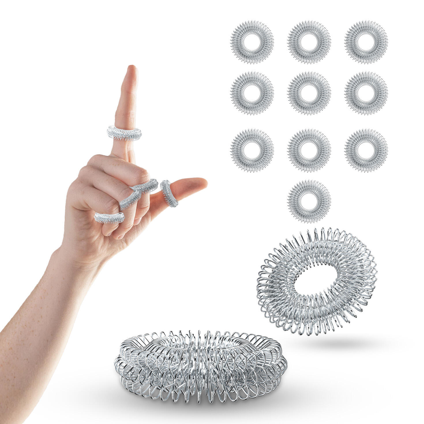 NEOLYMP 10-delige Acupressuur Ringen – Anti-Stress, Hoogwaardig Roestvrij Staal