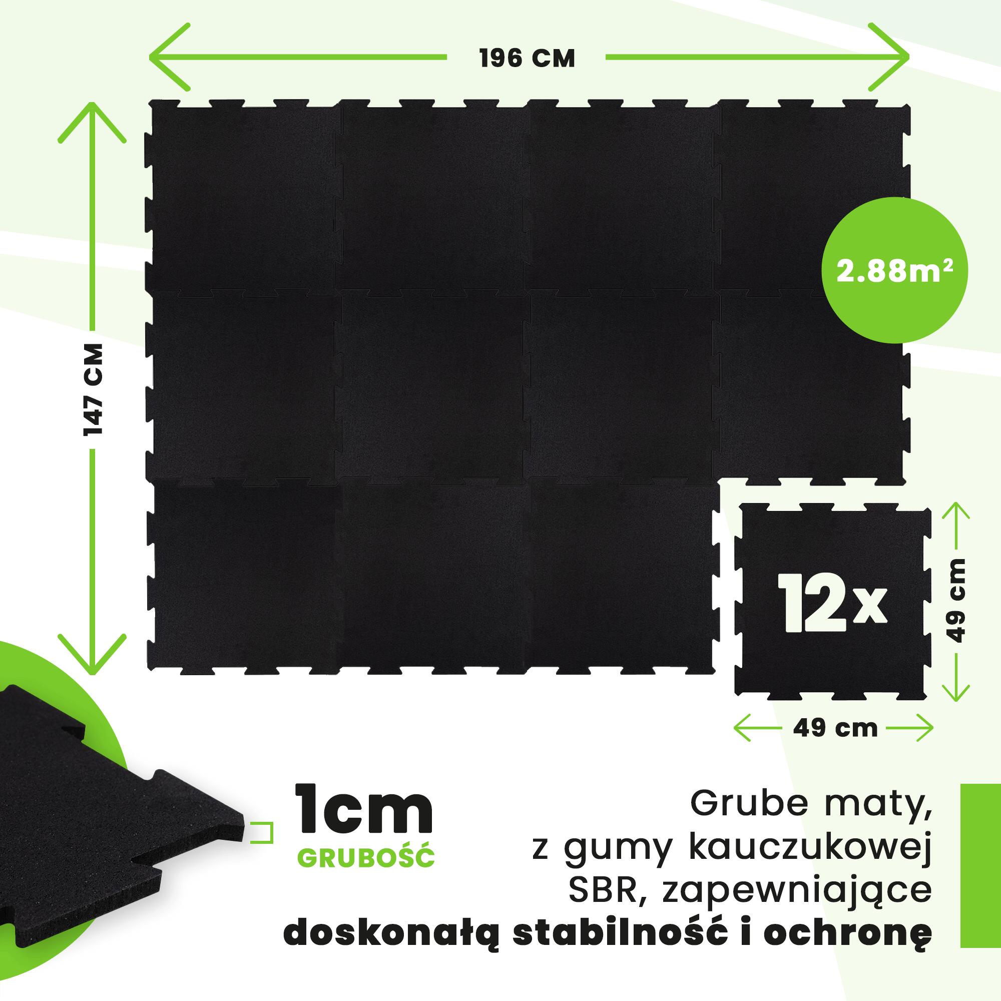 Puzzle Floor Black 49x49 Trainingsboden - 12er Set 3/7