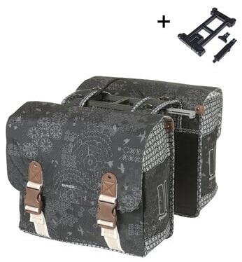 Basil bohème dubbele fietstas 35l - zwart charcoal