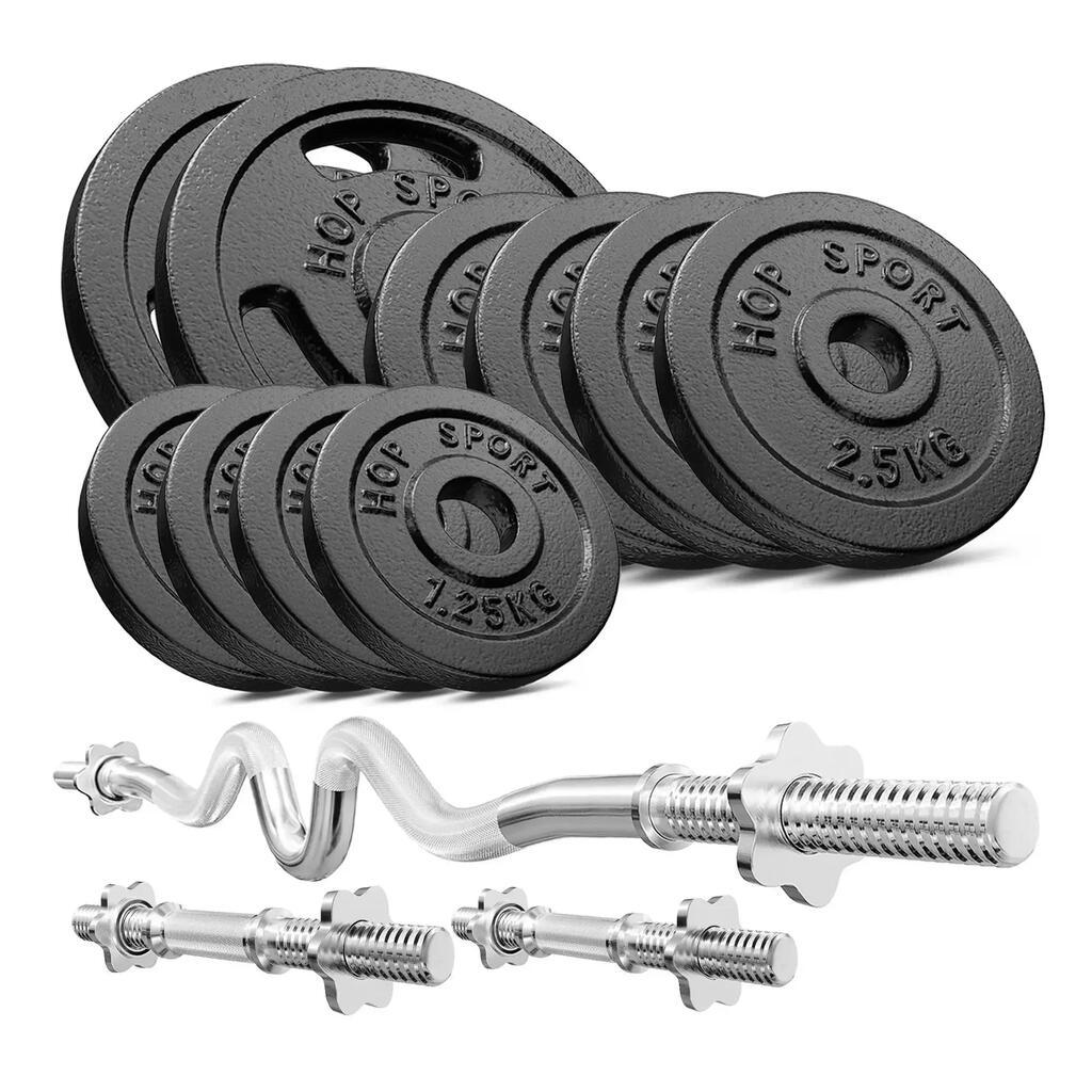 Комплект тежести чугунни щанга Hop-Sport Strong 38kg