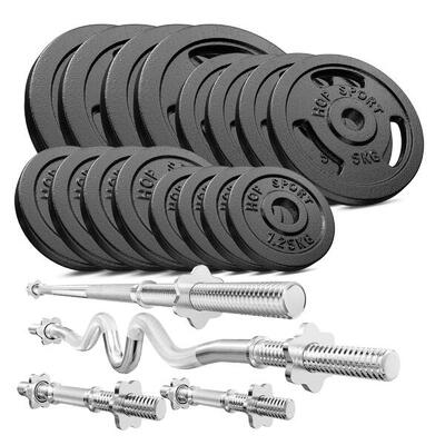 Set di pesi bilanciere e manubri. Dischi in ghisa 97kg