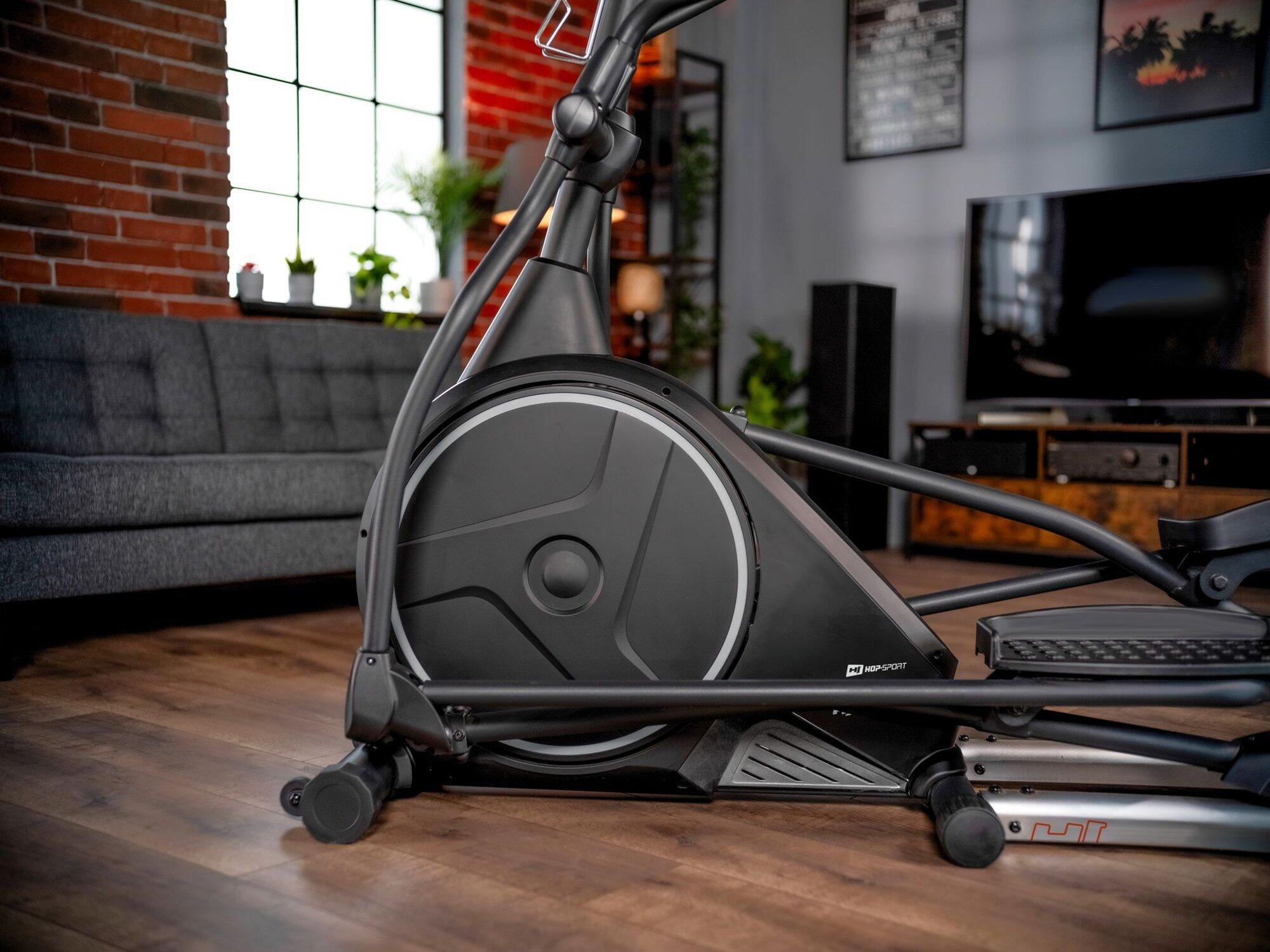 Vélo elliptique électromagnétique connecté, Hop-Sport HS-160CF Stage, Noir 5/7