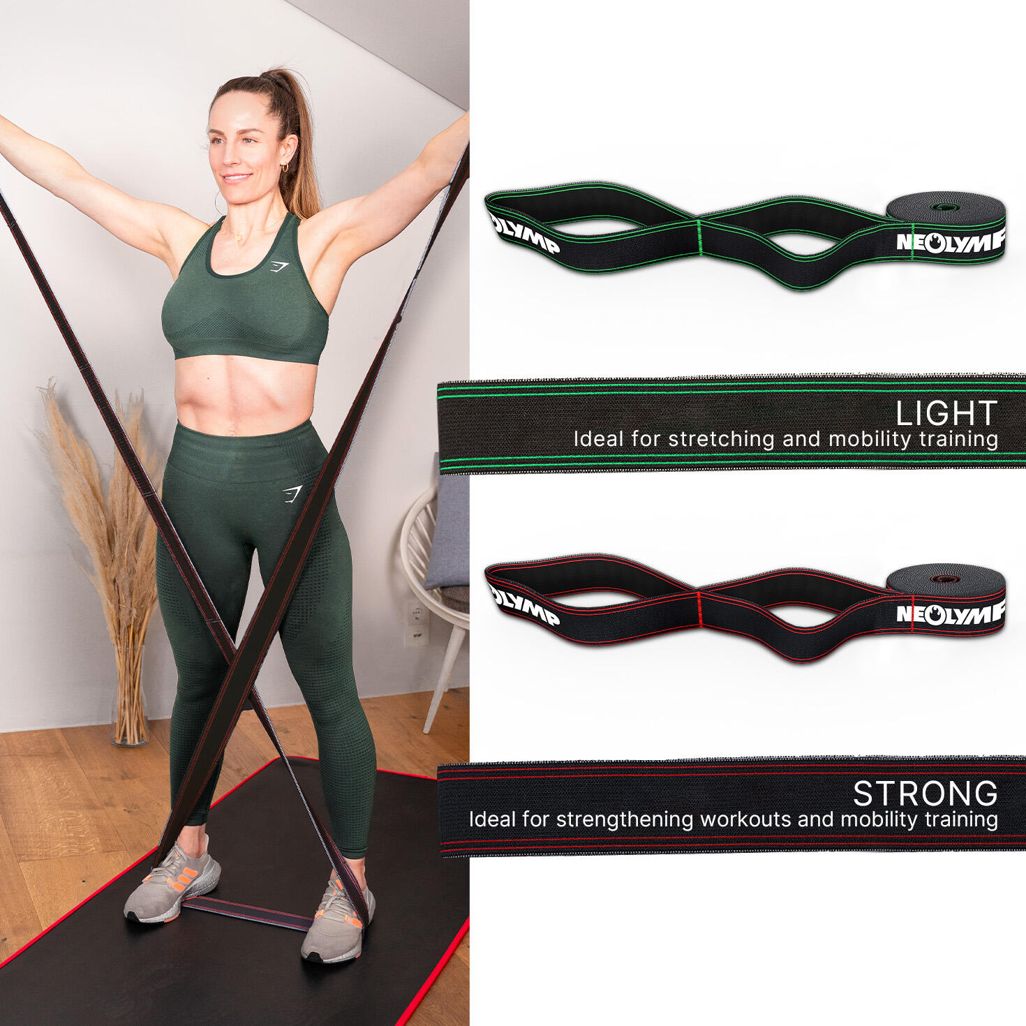 Fitnessbänder Set– Widerstandsbänder mit Multianker Krafttraining, Gymnastikband 3/7