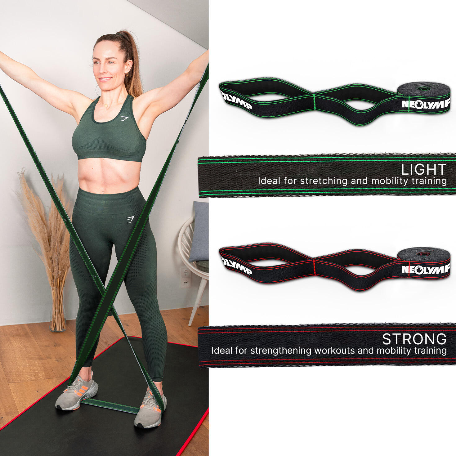 Fitnessbänder Set– Widerstandsbänder mit Multianker Krafttraining, Gymnastikband 3/7