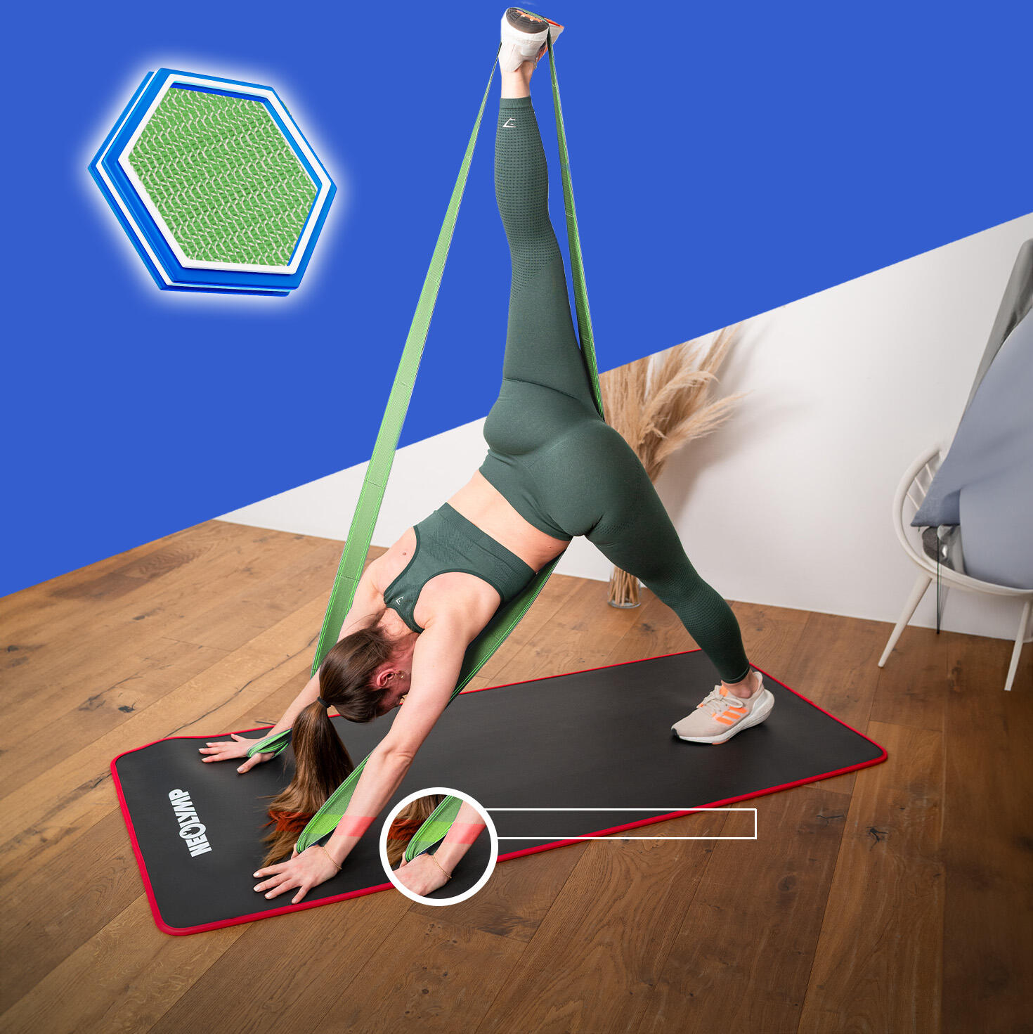 Gymnastikband Stoff mit Fitness E-Book- Umweltfreundlich - mit Verstellschnalle 4/7