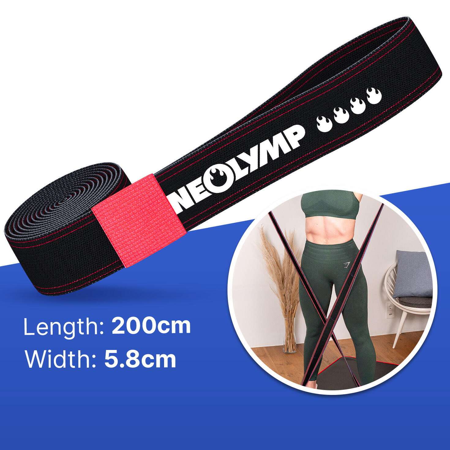 Gymnastikband Stoff mit Fitness E-Book- Umweltfreundlich - mit Verstellschnalle 2/7