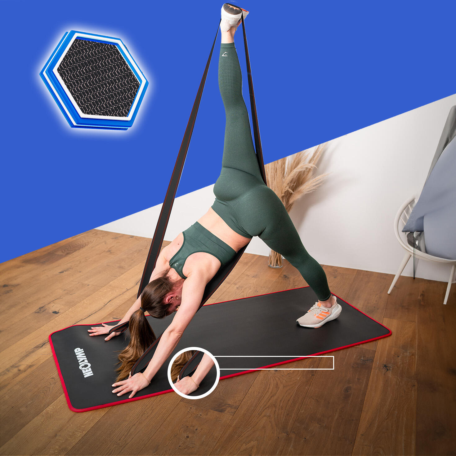 Gymnastikband Stoff mit Fitness E-Book- Umweltfreundlich - mit Verstellschnalle 4/7