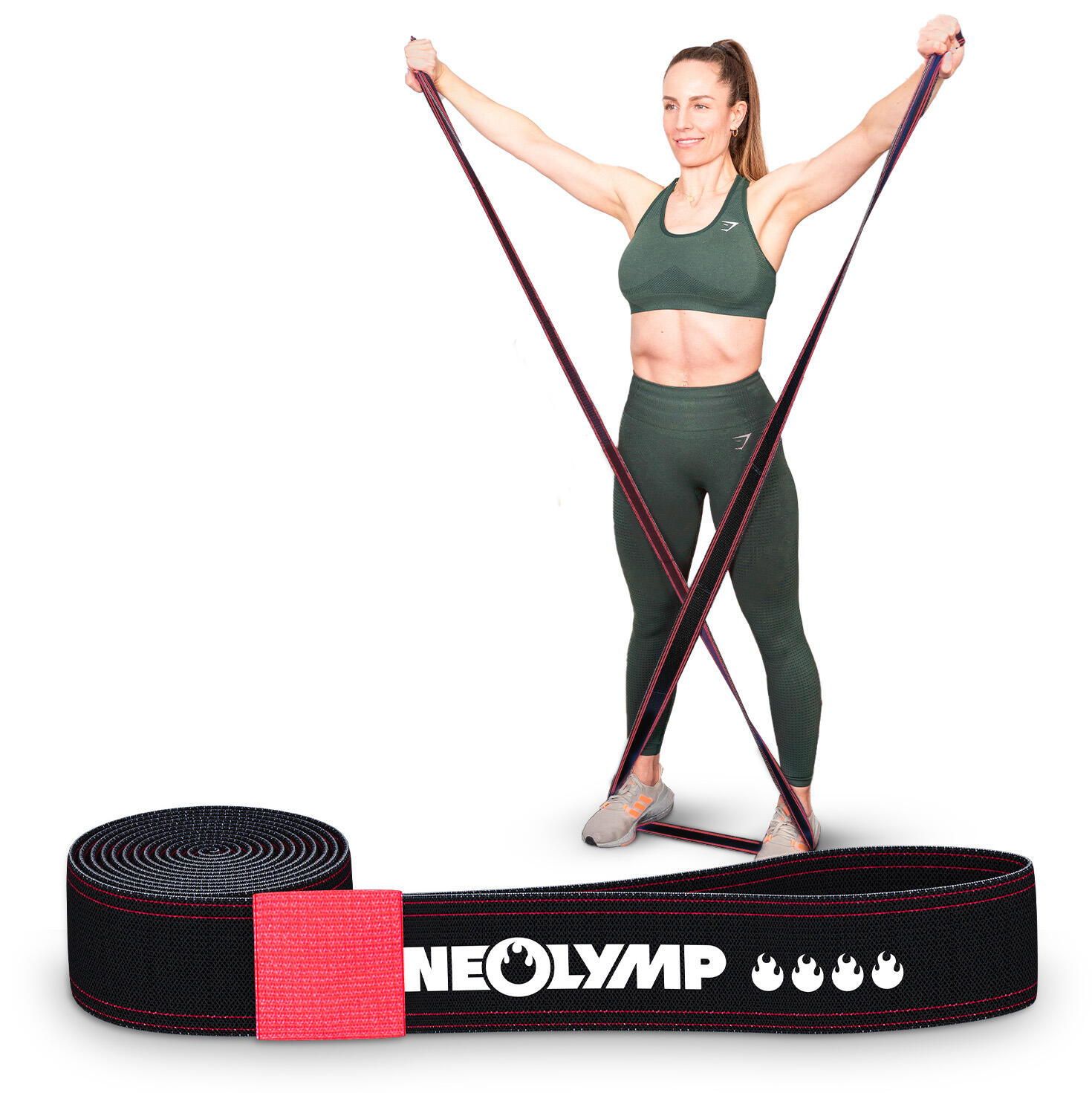 NEOLYMP Banda elastica in tessuto con E-Book fitness – Ecologica – con fibbia regolabile