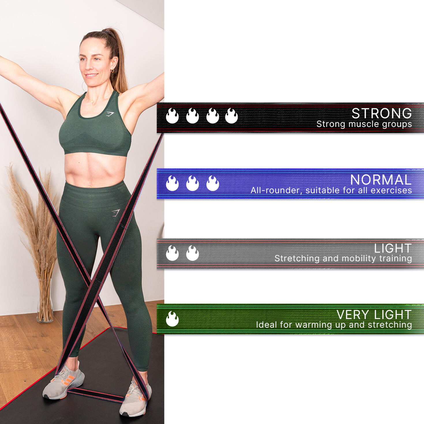 Gymnastikband Stoff mit Fitness E-Book- Umweltfreundlich - mit Verstellschnalle 3/7