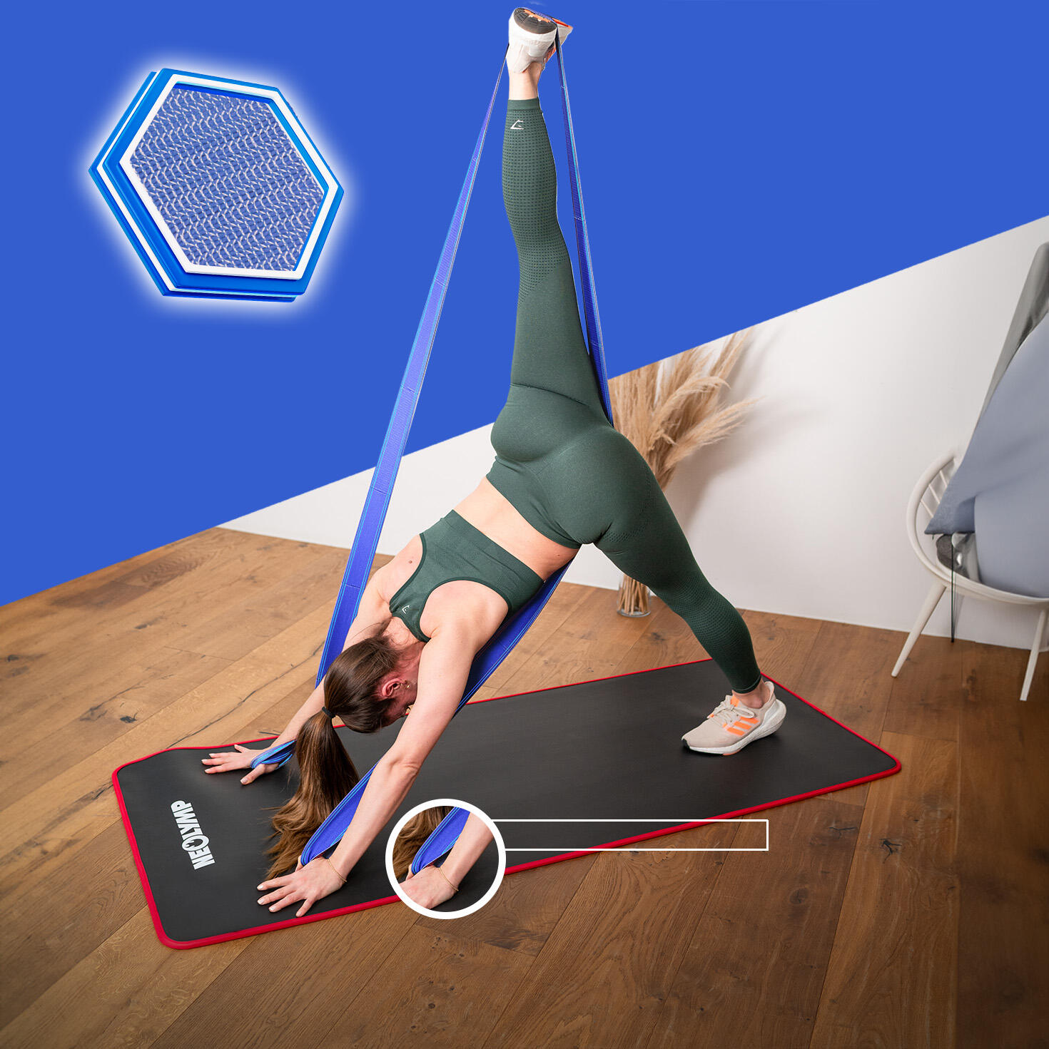 Gymnastikband Stoff mit Fitness E-Book- Umweltfreundlich - mit Verstellschnalle 4/7