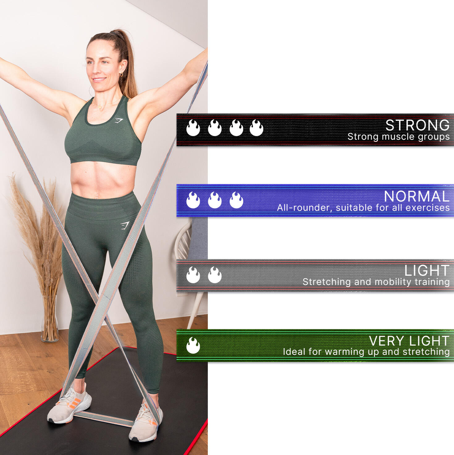 Gymnastikband Stoff mit Fitness E-Book- Umweltfreundlich - mit Verstellschnalle 3/7