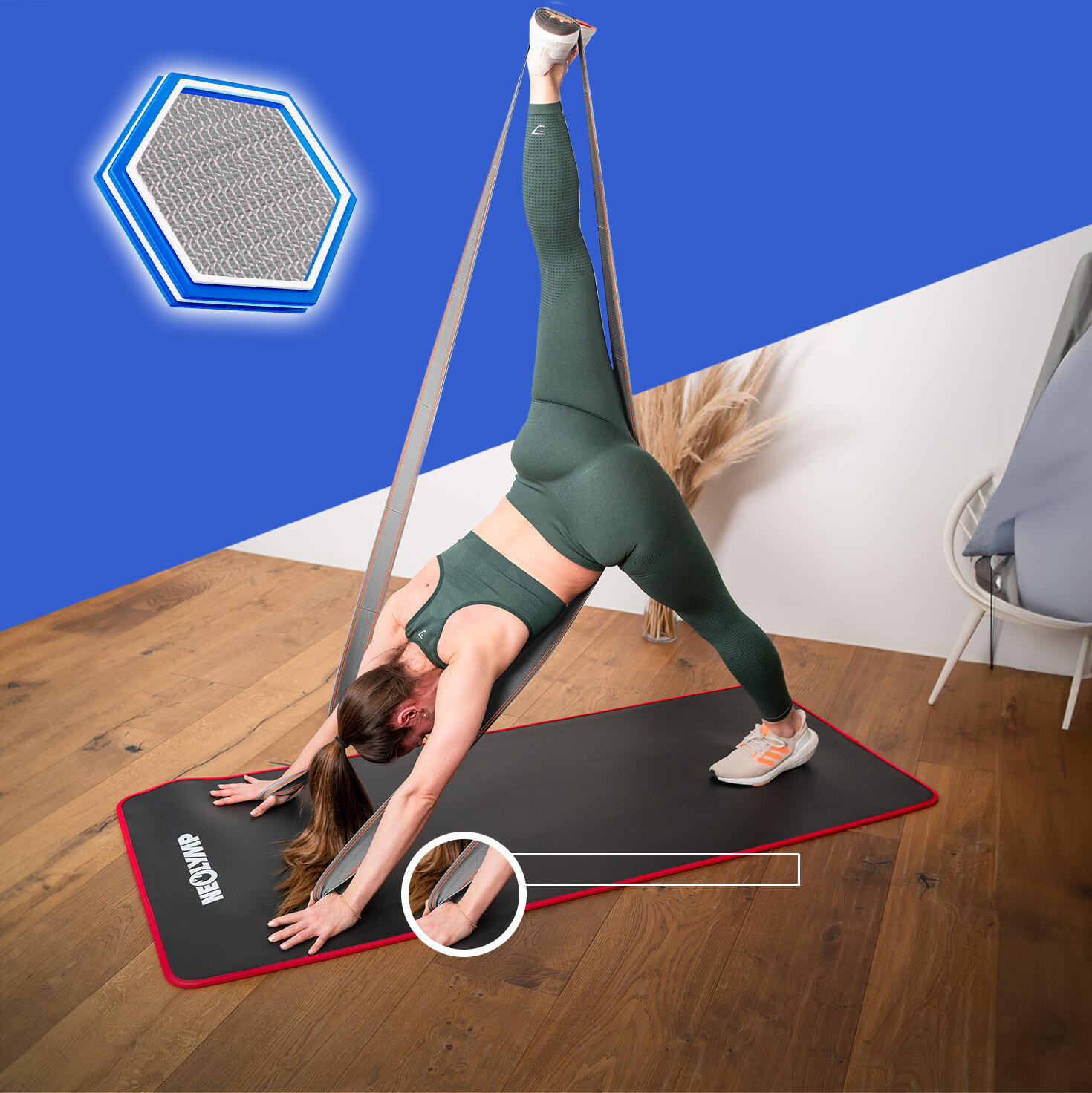 Gymnastikband Stoff mit Fitness E-Book- Umweltfreundlich - mit Verstellschnalle 4/7