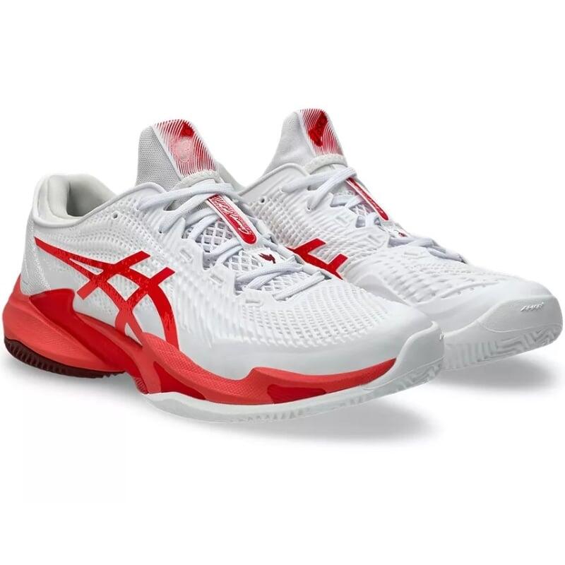 Tênis Asics Court FF 3 Novak Clay Branco Vermelho 3/5