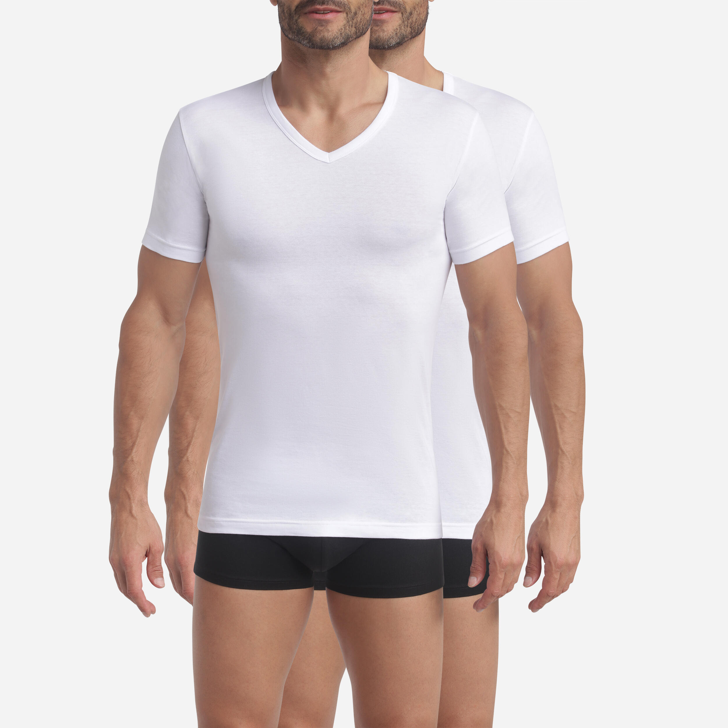Dim - T-shirt Homme Col V Ecodim - T-shirt Manches Courtes - Blanc - 44 L - Decathlon