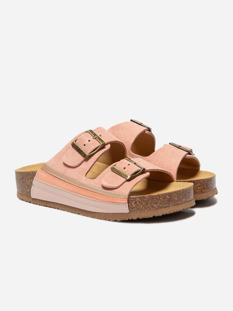 Mules femme NAWELLE rose - talon 30 mm, fermeture boucle 2/4
