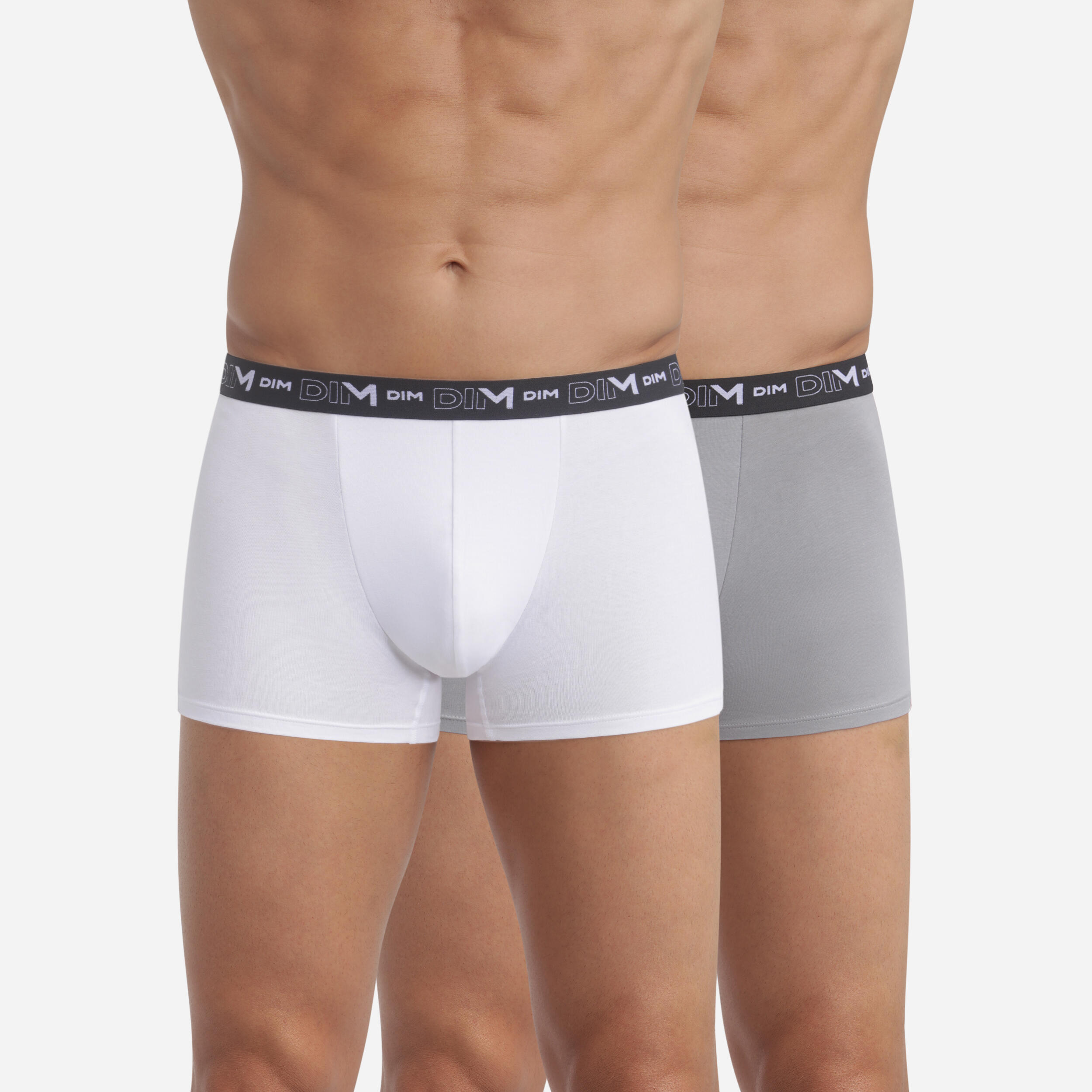 Dim - Lot De 2 Boxers Homme Coton Strech - Caleçon - Gris - Decathlon