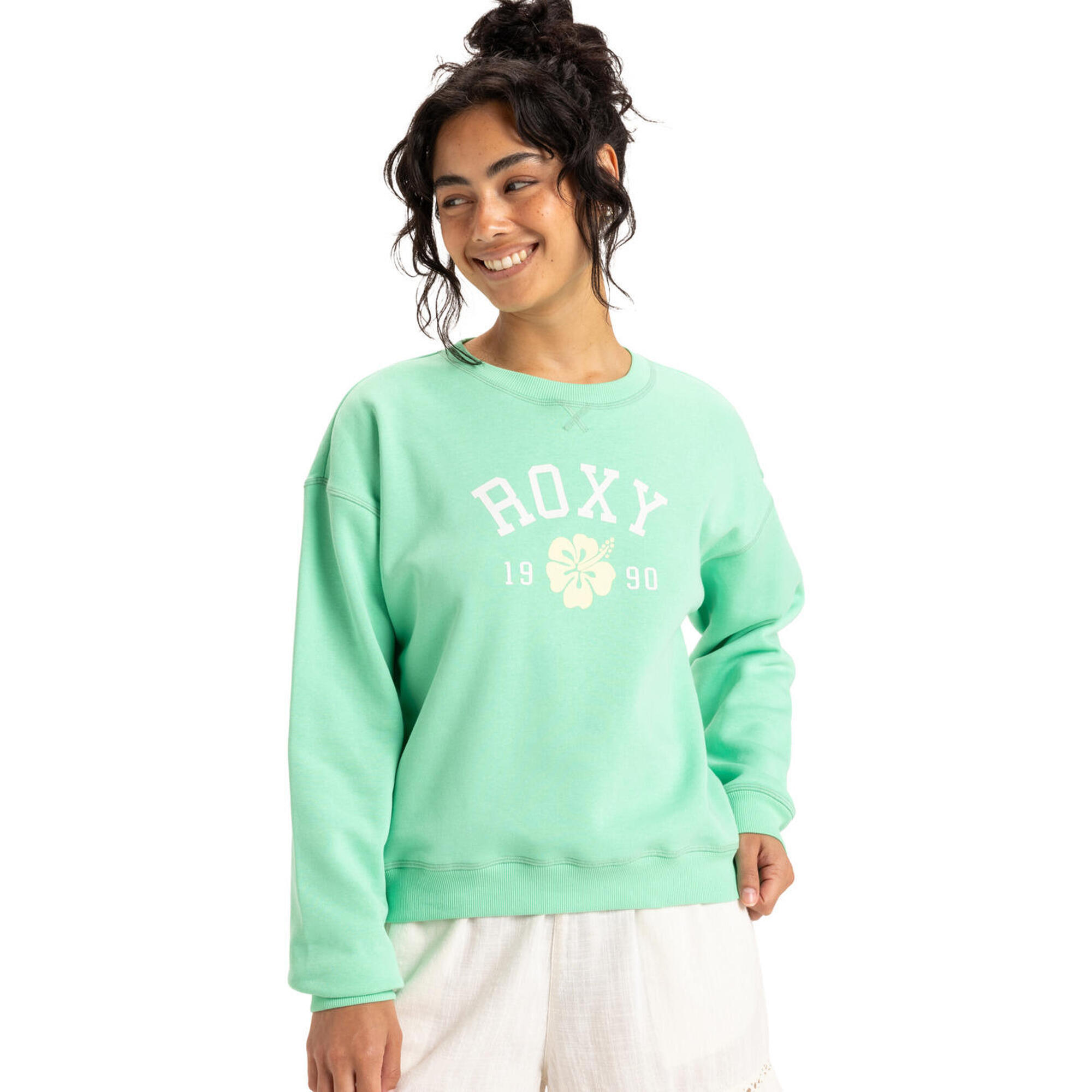 Roxy - Haut Col Rond Perfect Place Brushed Vert Femme - Sweat-shirt - Vert - 46 L/xl - Decathlon