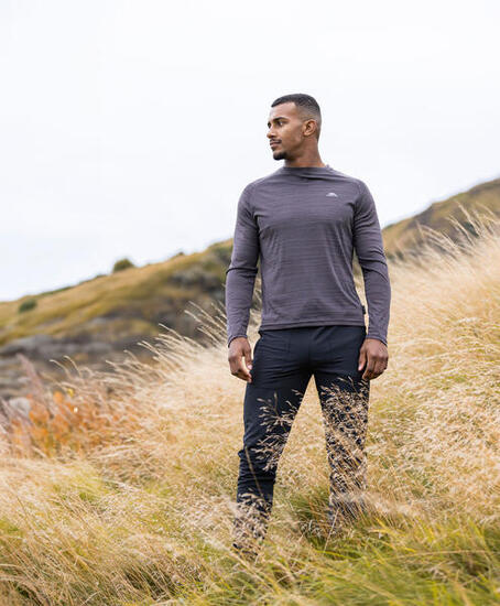 Trespass Adamo Herren Longsleeve Schwarz Meliert