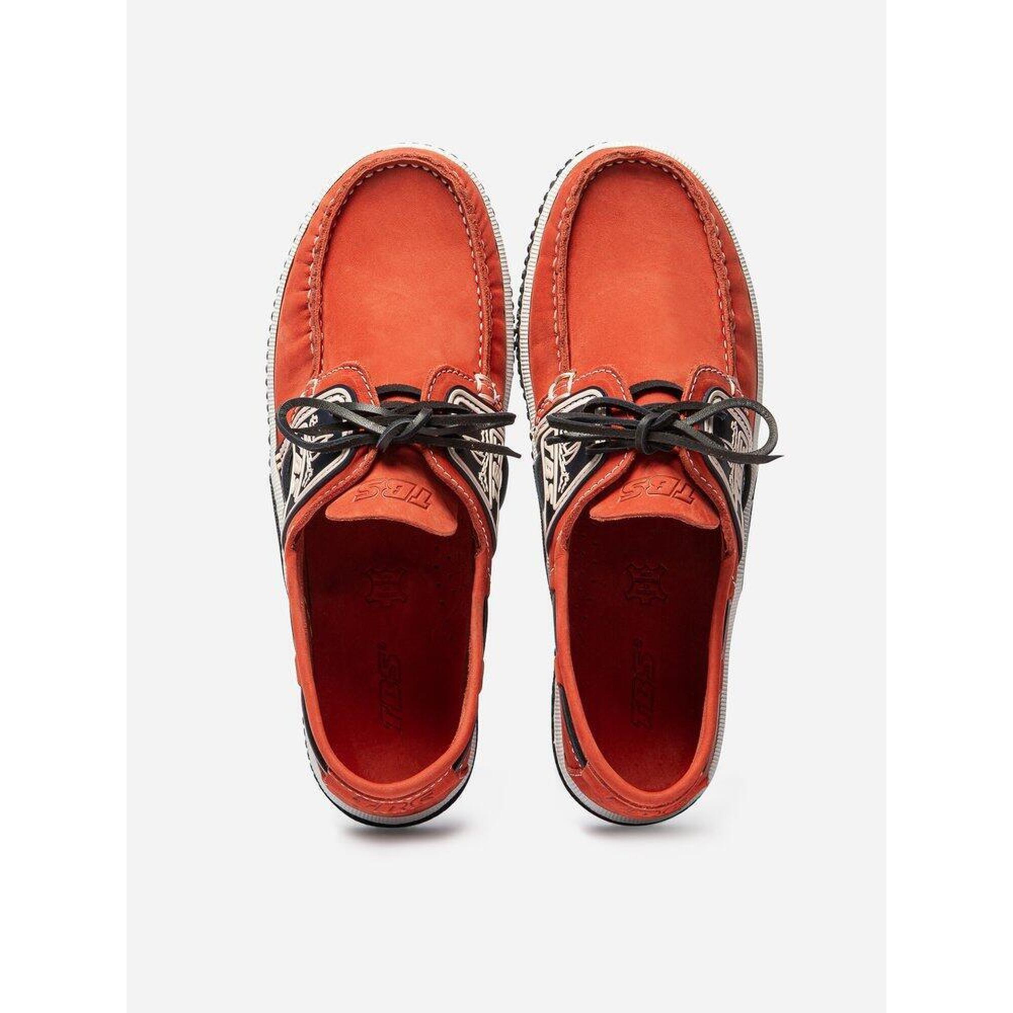Chaussures bateau Homme - GLOBEK Orange / Navy