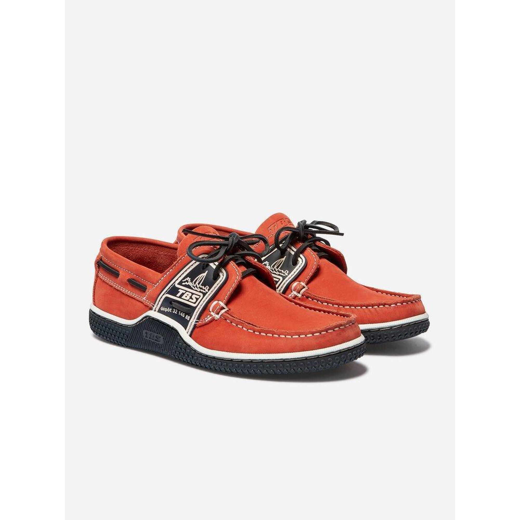 Chaussures bateau Homme - GLOBEK Orange / Navy