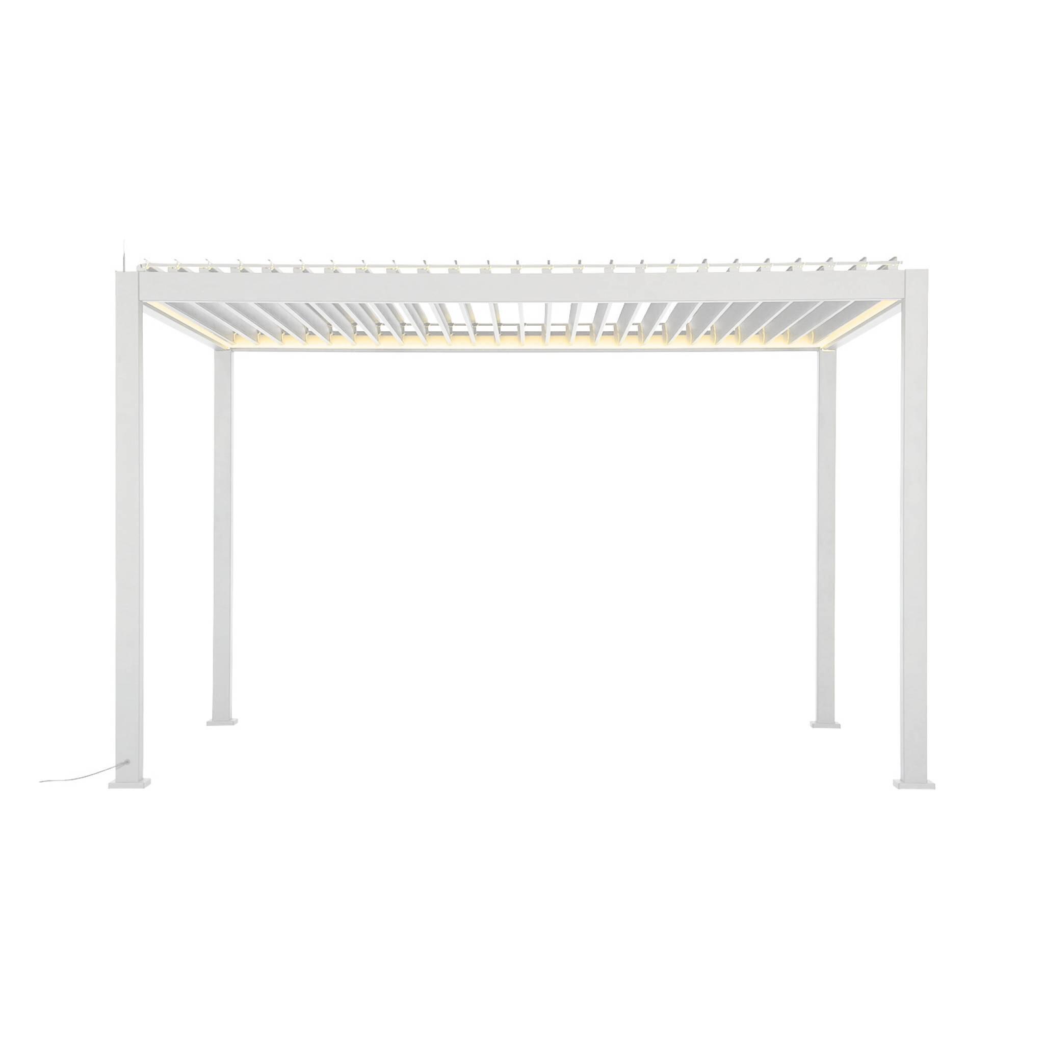 Pérgola bioclimática LED em alumínio 3x4m com estore 3m + estore 4m, Branco 2/5